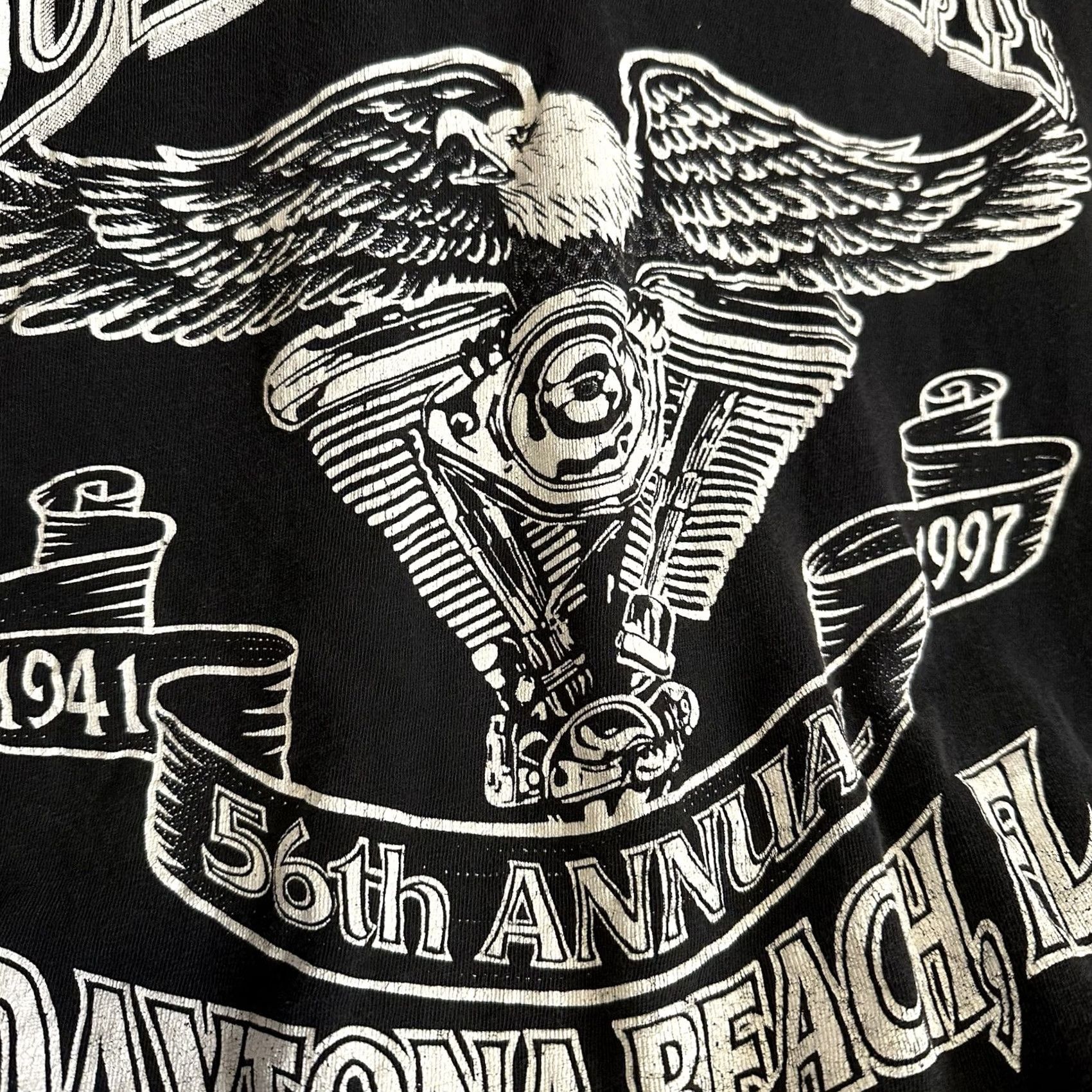 Doublet VINTAGE Daytona Beach 56th Annual Bike Week Double Sided T Shirt Large BLK Men L Crew Neck Graphic Print 90s Motorcycle Beach Logo Short Sleeve Cotton Size US L / EU 52-54 / 3 - 4 Thumbnail