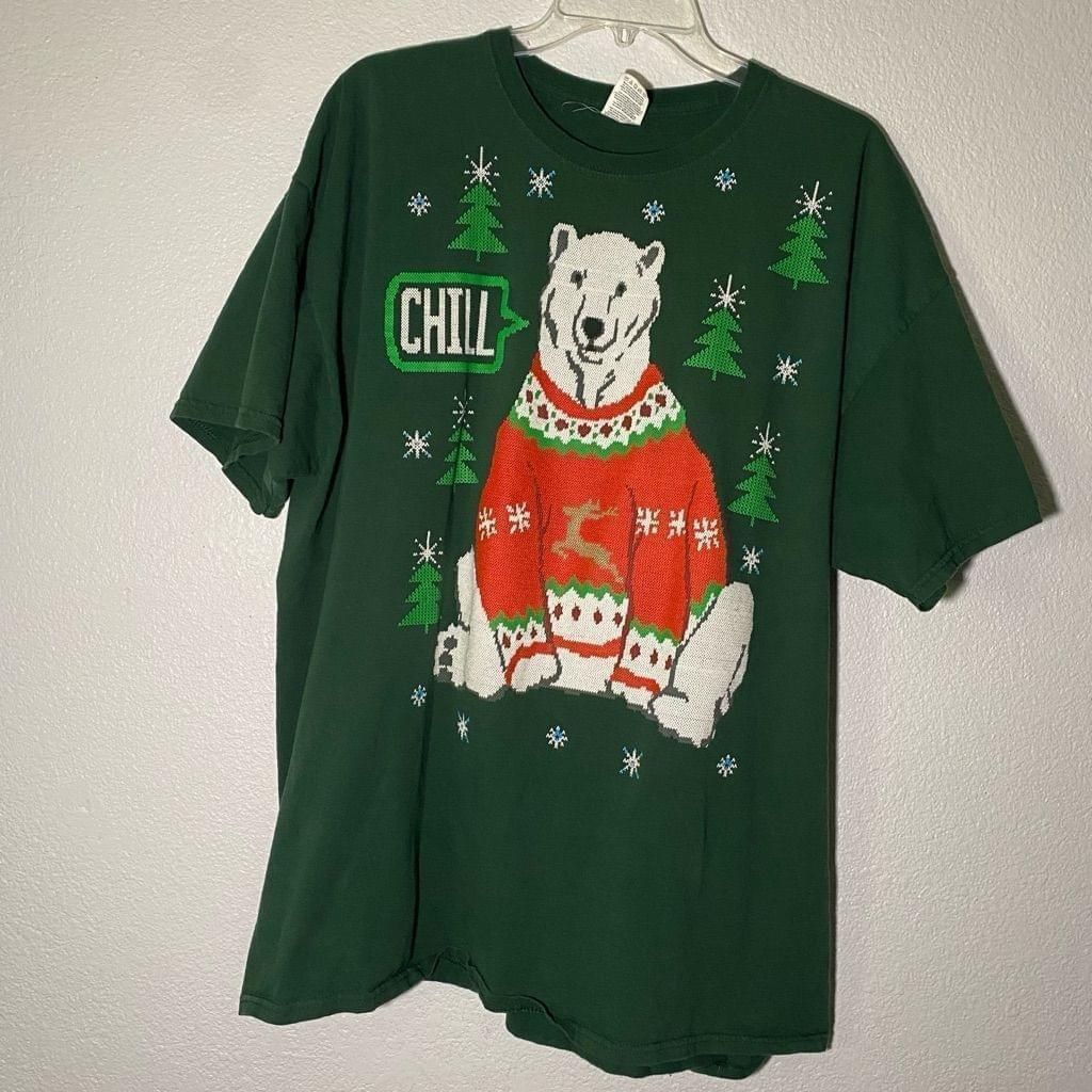 Fruit Of The Loom Christmas Polar Bear T-Shirt size 2XL Size US XXL / EU 58 / 5 - 1 Thumbnail