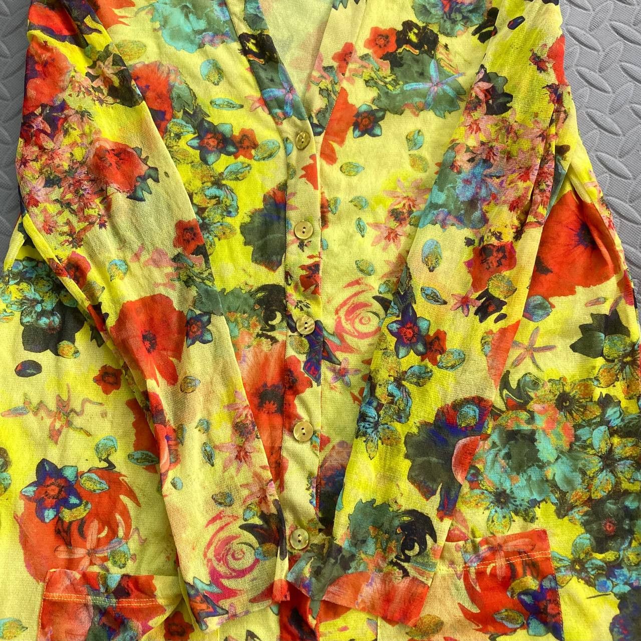 Jean Paul Gaultier Soleil – Sheer Mesh Floral Buttoned Cardigan Size L / US 10 / IT 46 - 9 Thumbnail