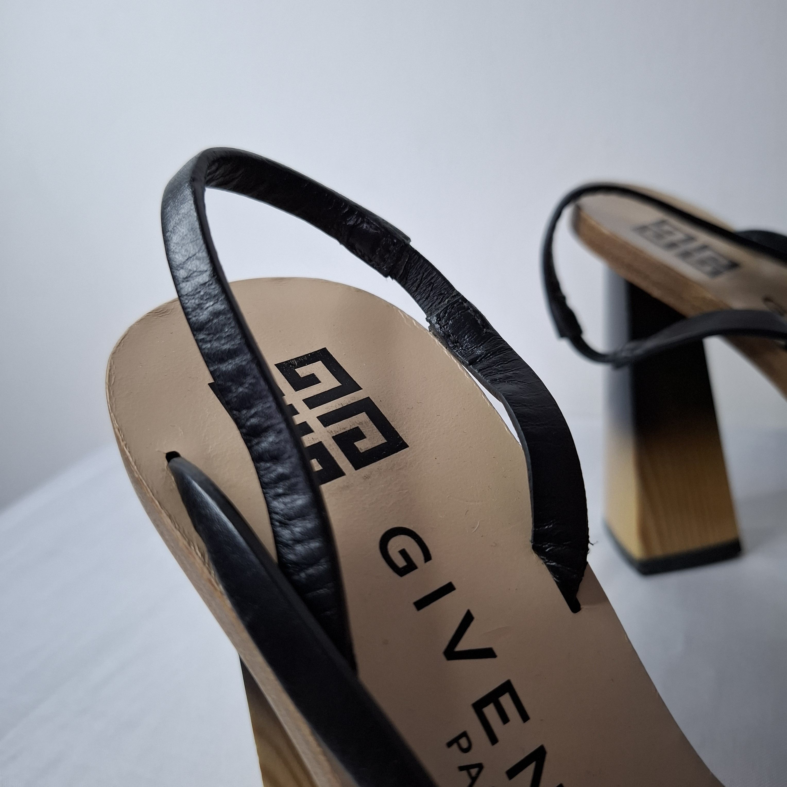 Givenchy Givenchy Losange Brown Wood & Leather Slingback Heels Size US 5 / IT 35 - 3 Thumbnail