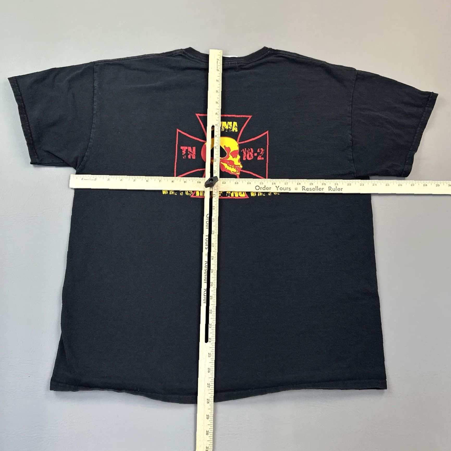 Gildan VINTAGE Gildan Ultra Cotton Biker Shirt Mens XL Black Short Sleeve Skull Cross Vets Helping Vets Y2K Retro USA Logo Shirt Size XL Mens Size US XL / EU 56 / 4 - 4 Thumbnail