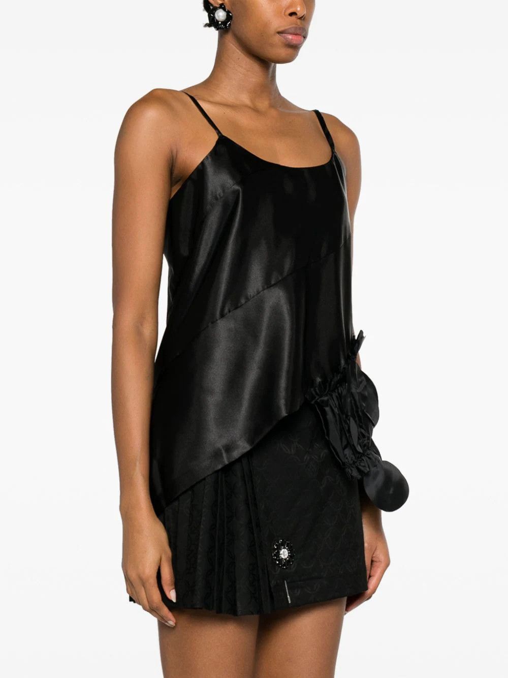 CDG by Comme des Garcons o1mle0824 Satin Asymmetric Top in Black Size M / US 6-8 / IT 42-44 - 3 Thumbnail