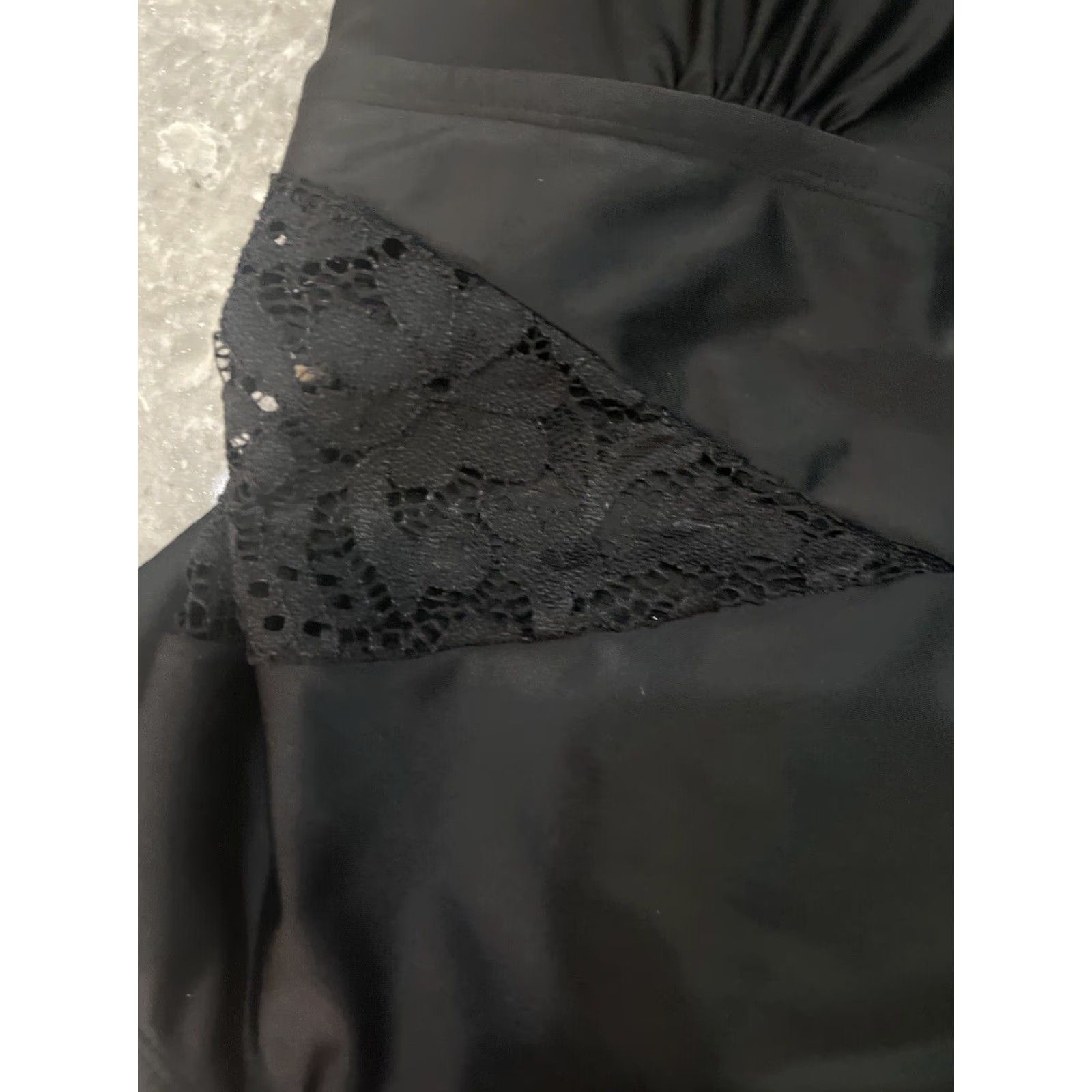 Vintage Terra & Sky Women’s One Piece Swimsuit Lace Cut-out Black 16 16W 18W Tank Built-in Cups Adjustable Straps 90s Palm Womens Size ONE SIZE - 2 Thumbnail