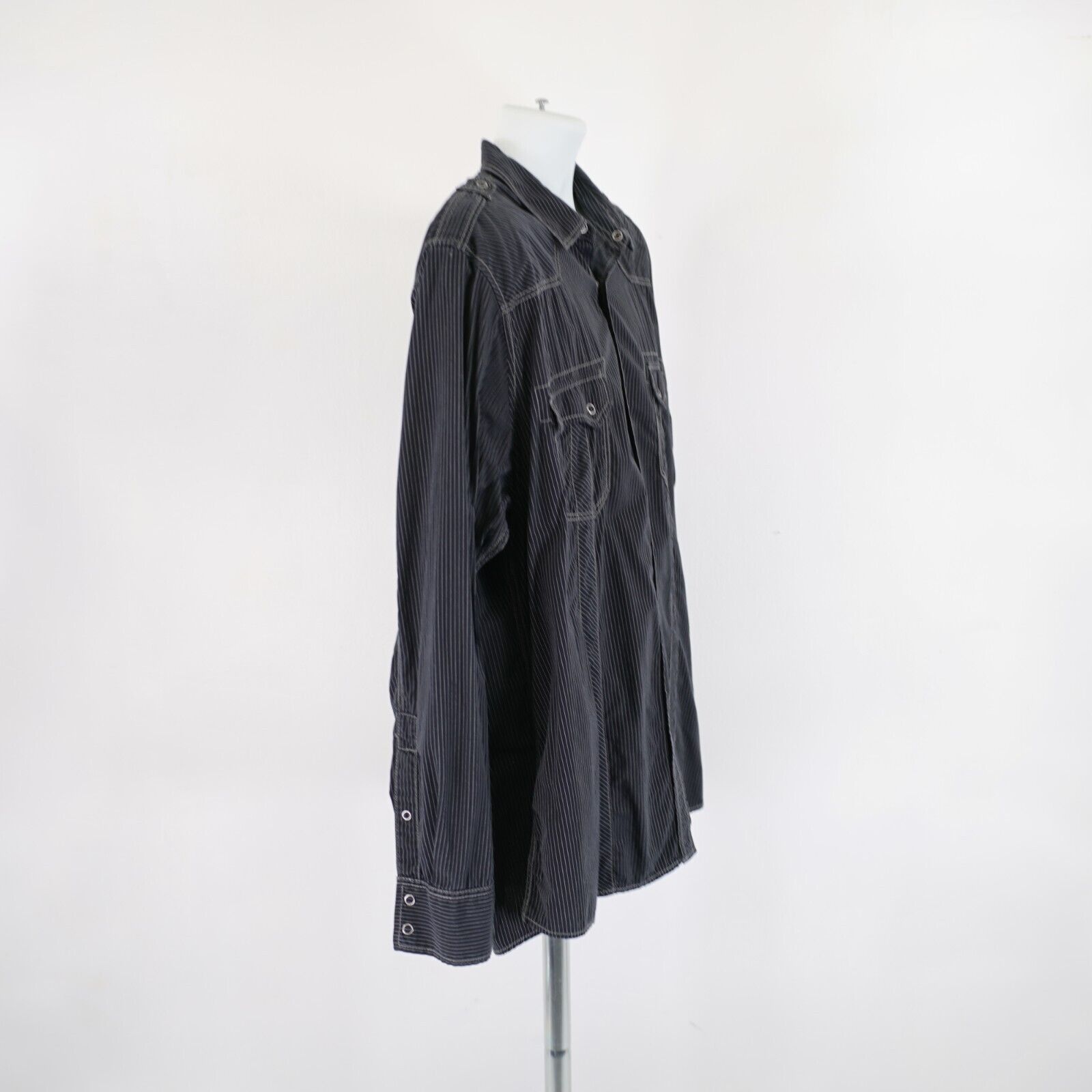 Vintage INC International Concepts 2 XL Black Striped Snap Button Co Size US XL / EU 56 / 4 - 7 Thumbnail