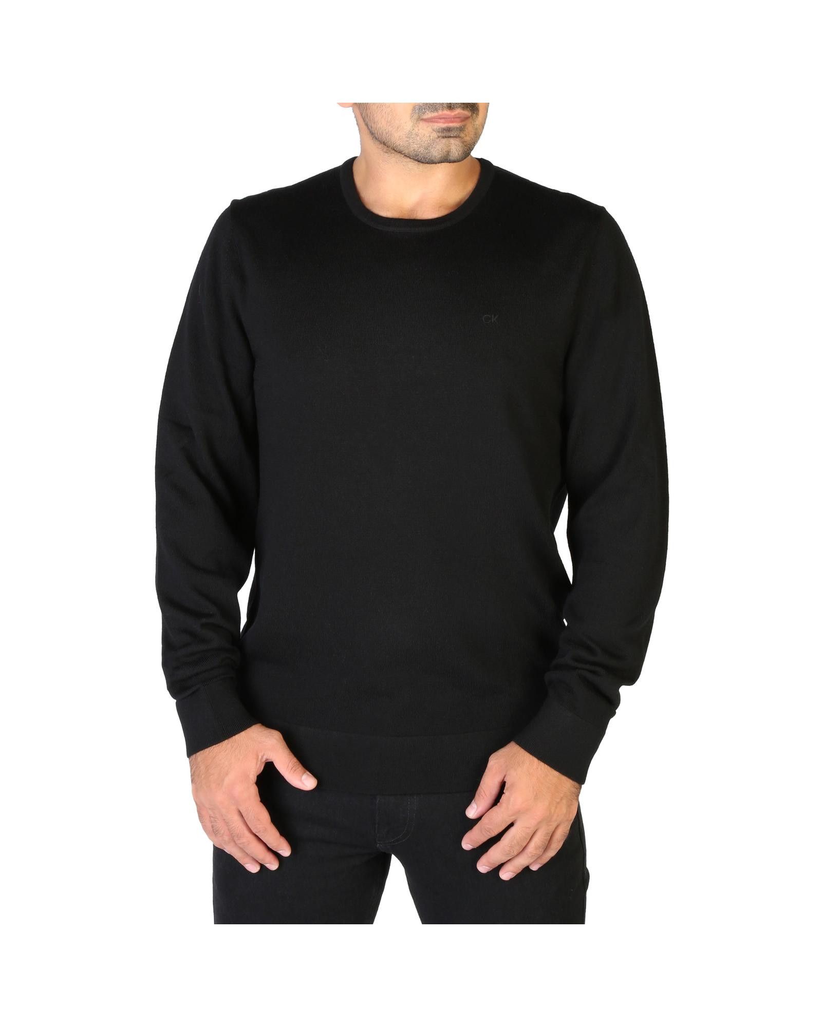 image of Calvin Klein Solid Colour Wool Sweater With Long Sleeves in Black, Men's (Size Small)