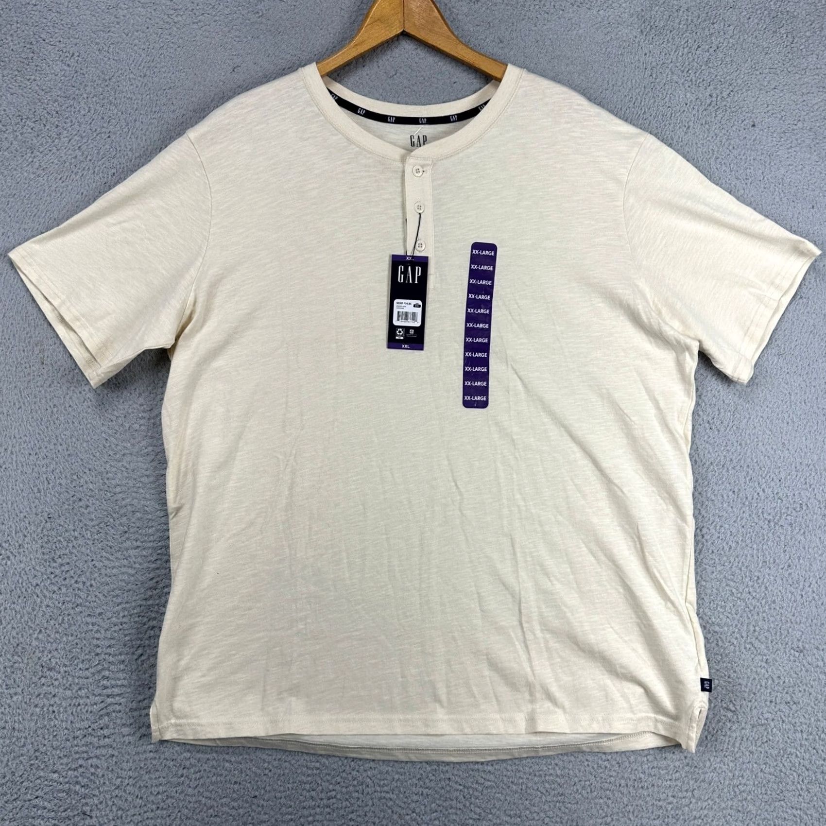 Gap Gap Mens Henley T-Shirt 2XL Light Yellow Short Sleeve Slub Cotton Casual Tee NEW Size US XXL / EU 58 / 5 - 3 Thumbnail