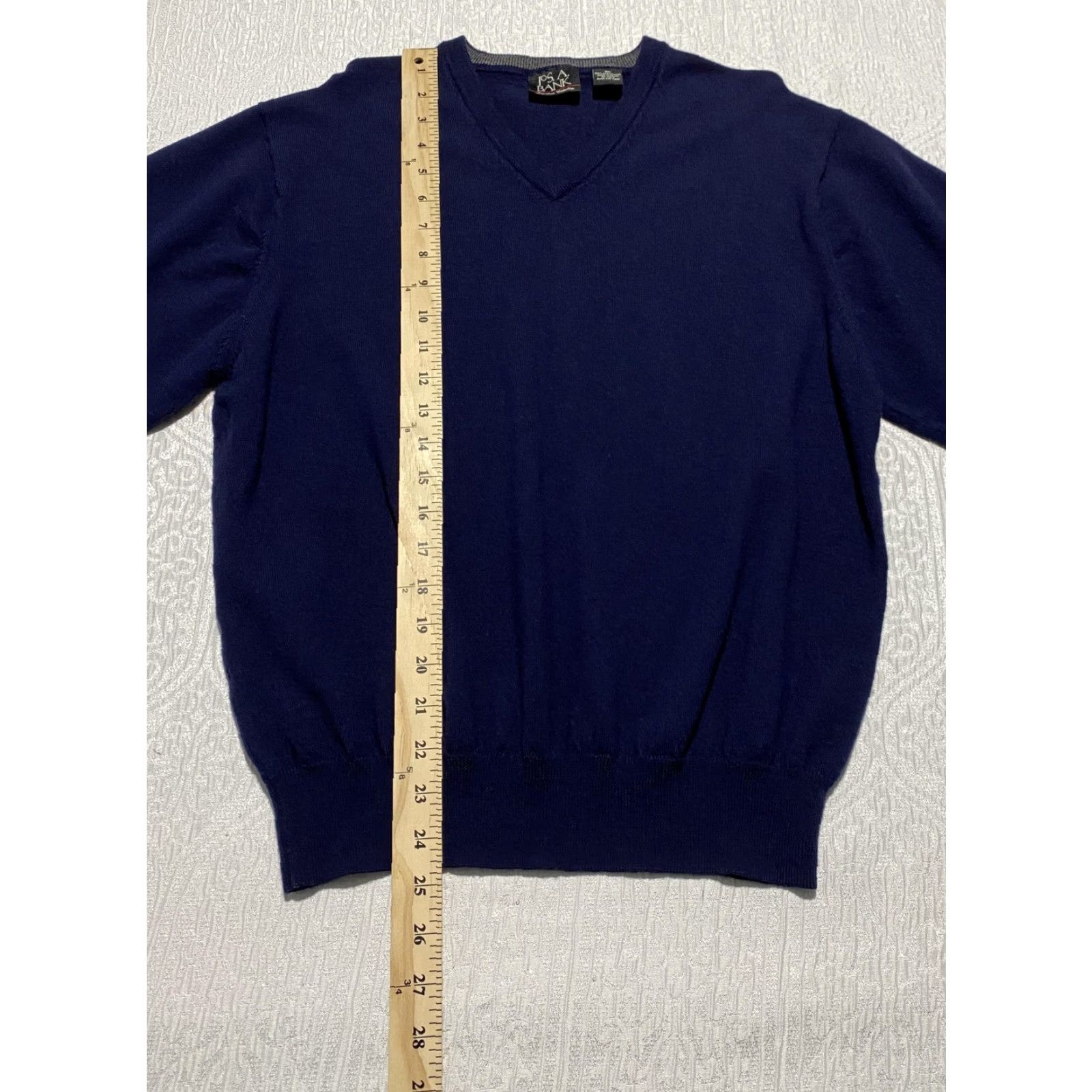 Jos. A. Bank Jos A Bank Sweater Mens XL Navy Merino Wool V Neck Pullover Signature Collection Knit Size US XL / EU 56 / 4 - 6 Thumbnail