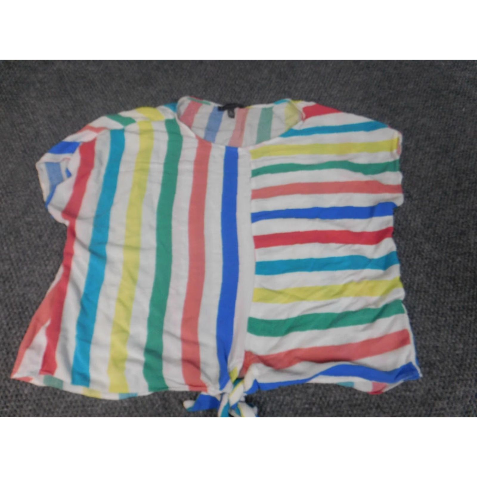 Vintage Luxology Womens Blouse XL Striped Pullover Crew Neck Short Sleeve Blue Casual Regular Polyester Rayon Button Size XL / US 12-14 / IT 48-50 - 2 Thumbnail