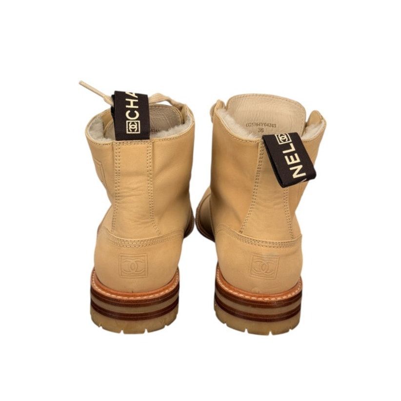 Chanel Chanel lace-up ankle boots Beige Sz 36 Size US 6 / IT 36 - 7 Thumbnail