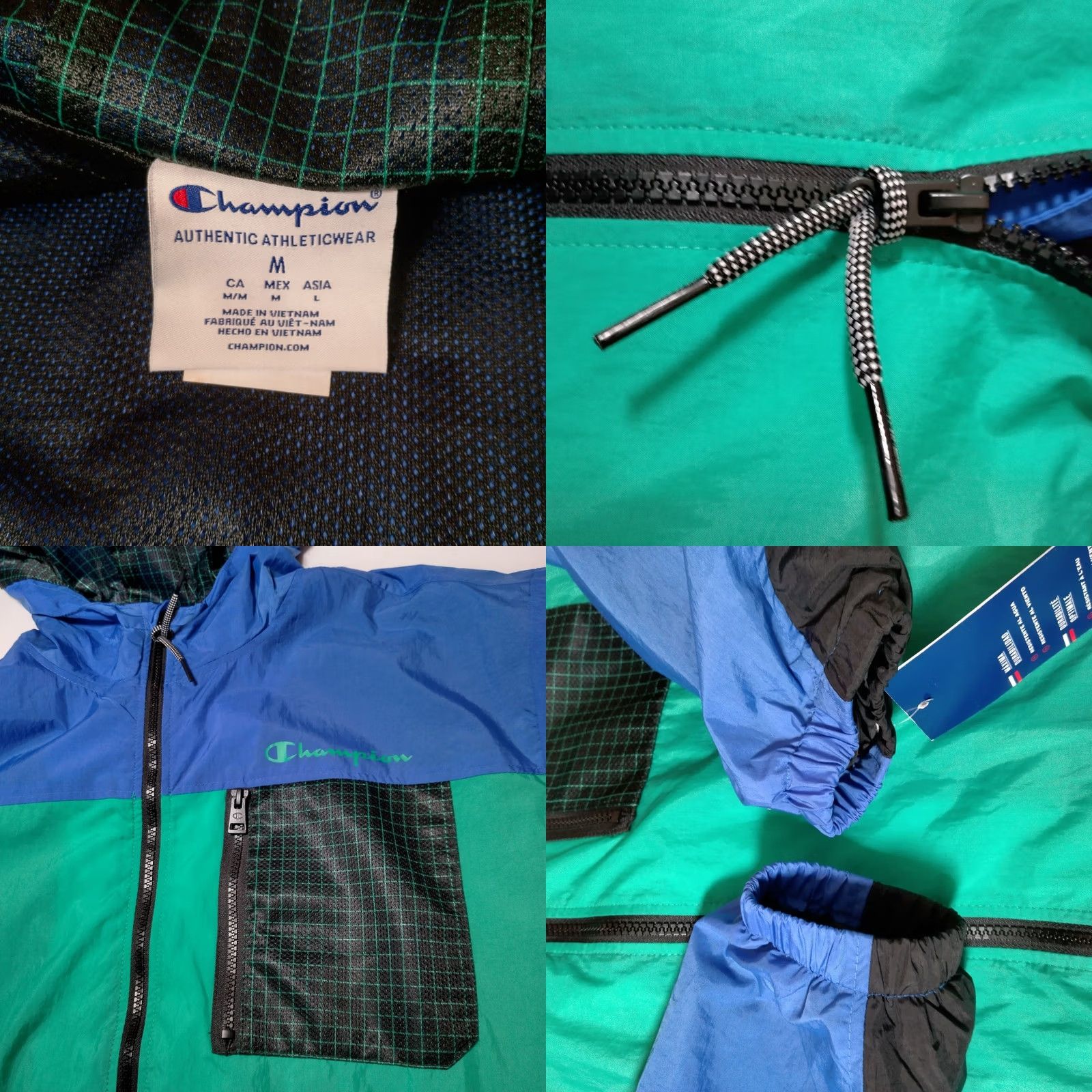 Champion Champion Windbreaker Jacket Men Medium Blue Black Colorblock Retro Full Zip New Size US M / EU 48-50 / 2 - 9 Thumbnail