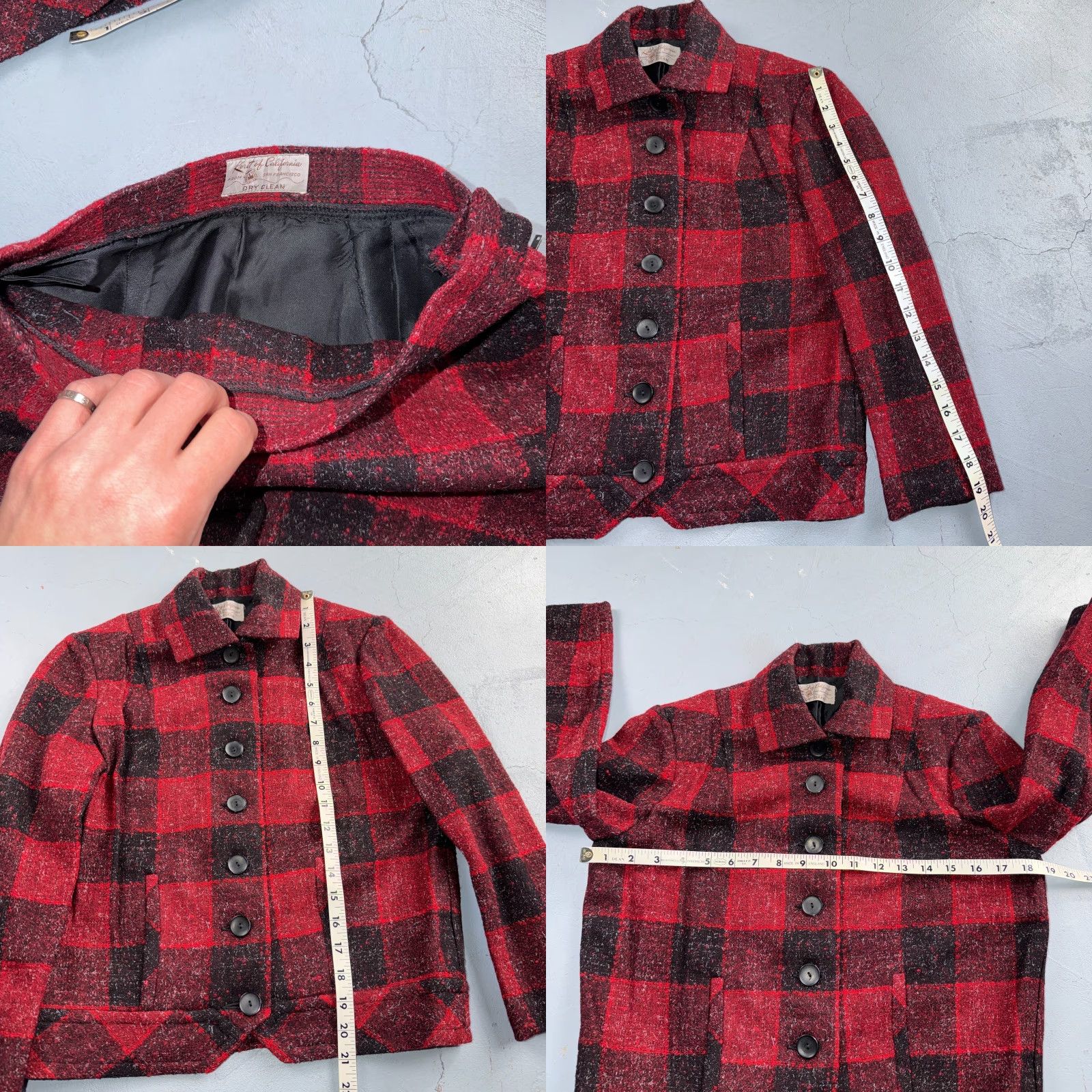 VTG Koret of California Skirt Womens Small Red Midi Rockabilly Suit Jacket