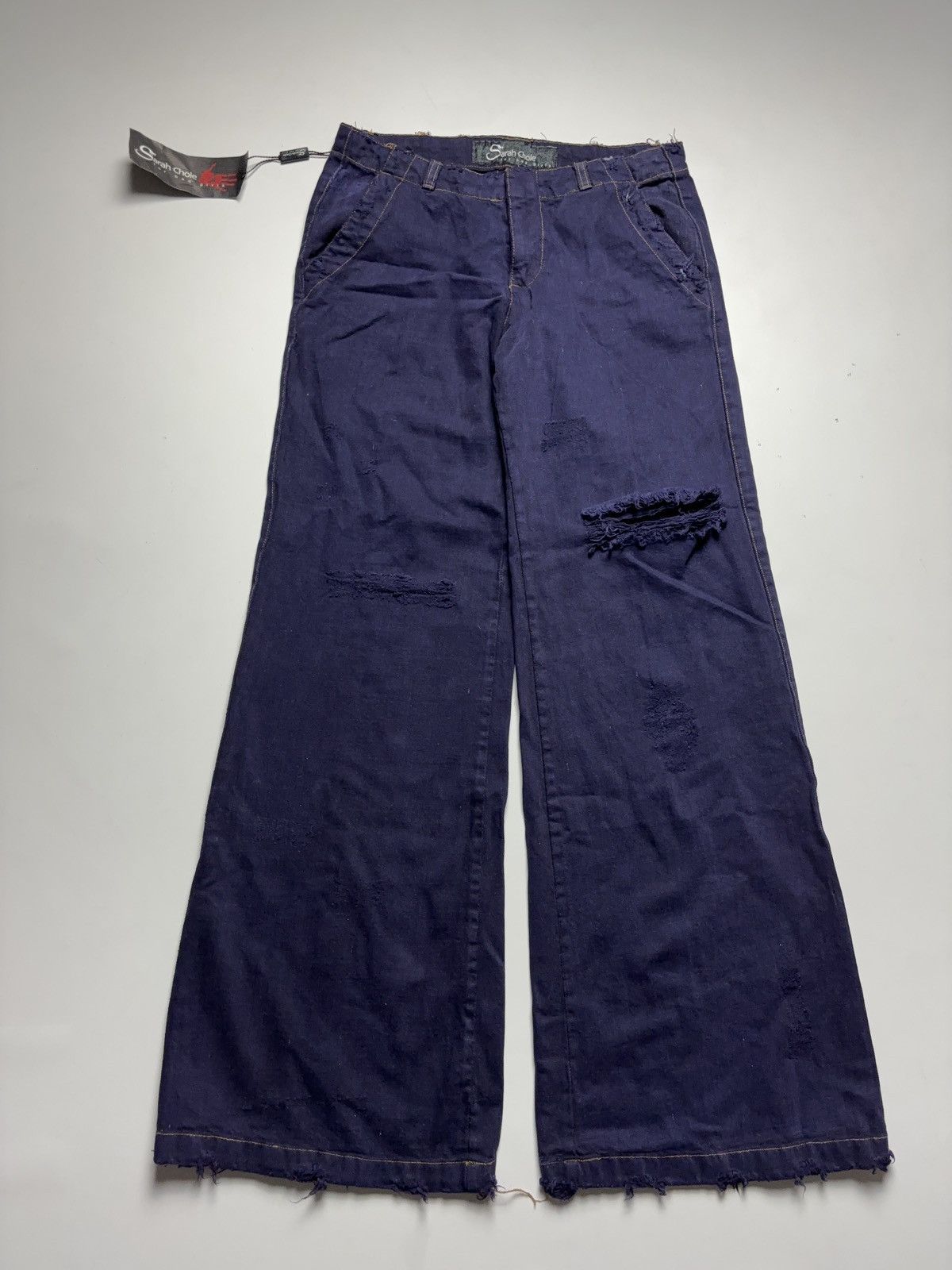 Vintage Vintage distressed Japanese style wide jeans denim pants Size 28" / US 6 / IT 42 - 1 Thumbnail