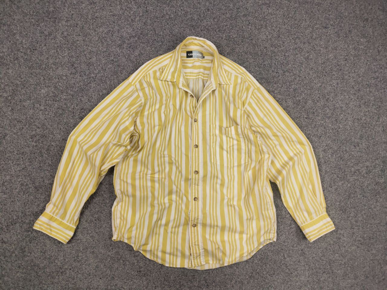 Kansai Yamamoto Vintage 90's Kansai Yamamoto Man Striped Yellow Casual shirt Size US M / EU 48-50 / 2 - 8 Thumbnail