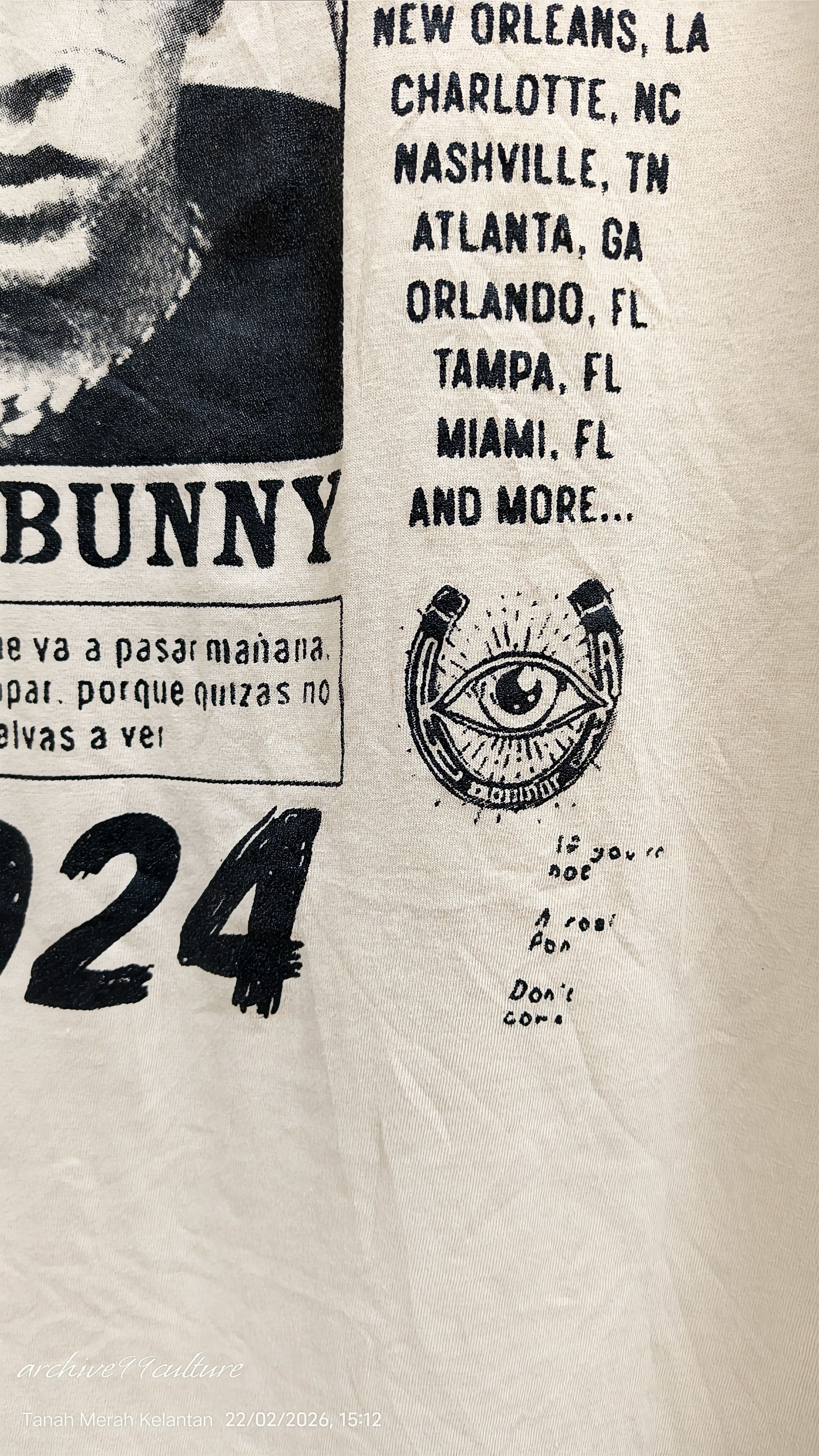 Other Bad Bunny "Most Wanted Tour" 2024 LS Official Merch Size US L / EU 52-54 / 3 - 8 Thumbnail