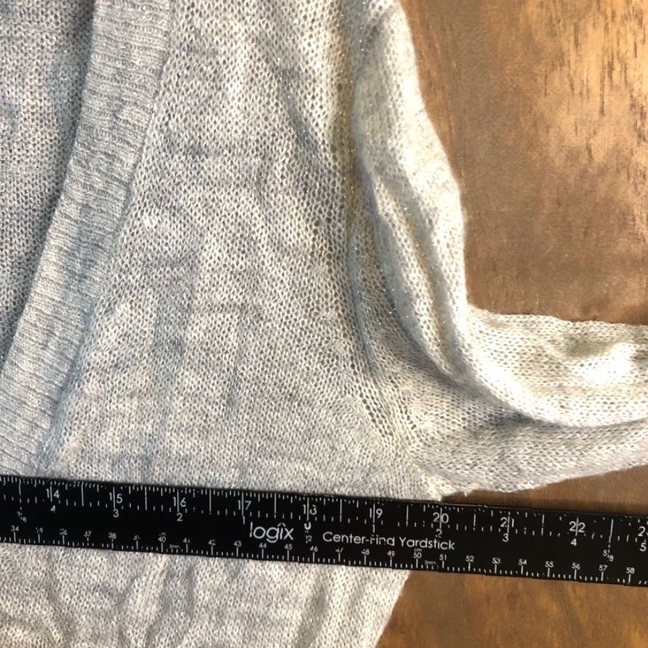 Express Express Sweater Gray Metallic Deep V-Neck Merino Wool Blend Large Womens Pullover Knit Long Sleeve Regular Size L Size L / US 10 / IT 46 - 6 Thumbnail