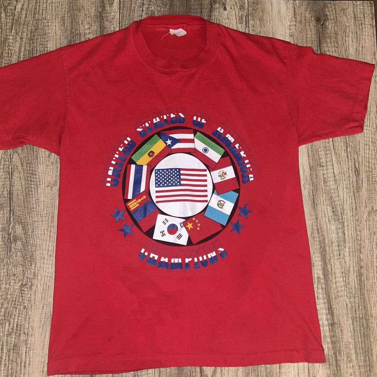 Other × Vintage Vintage red Single Stitch U.S.A Champions T Shirt XL Size US XL / EU 56 / 4 - 1 Thumbnail