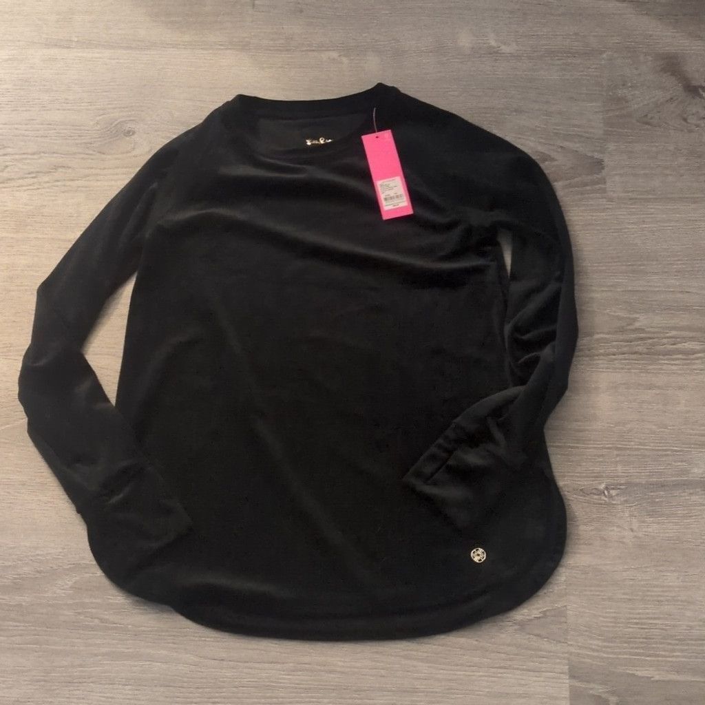 Lilly Pulitzer Lilly Pulitzer luxletic velour black pullover top size XS Size XS / US 0-2 / IT 36-38 - 1 Thumbnail