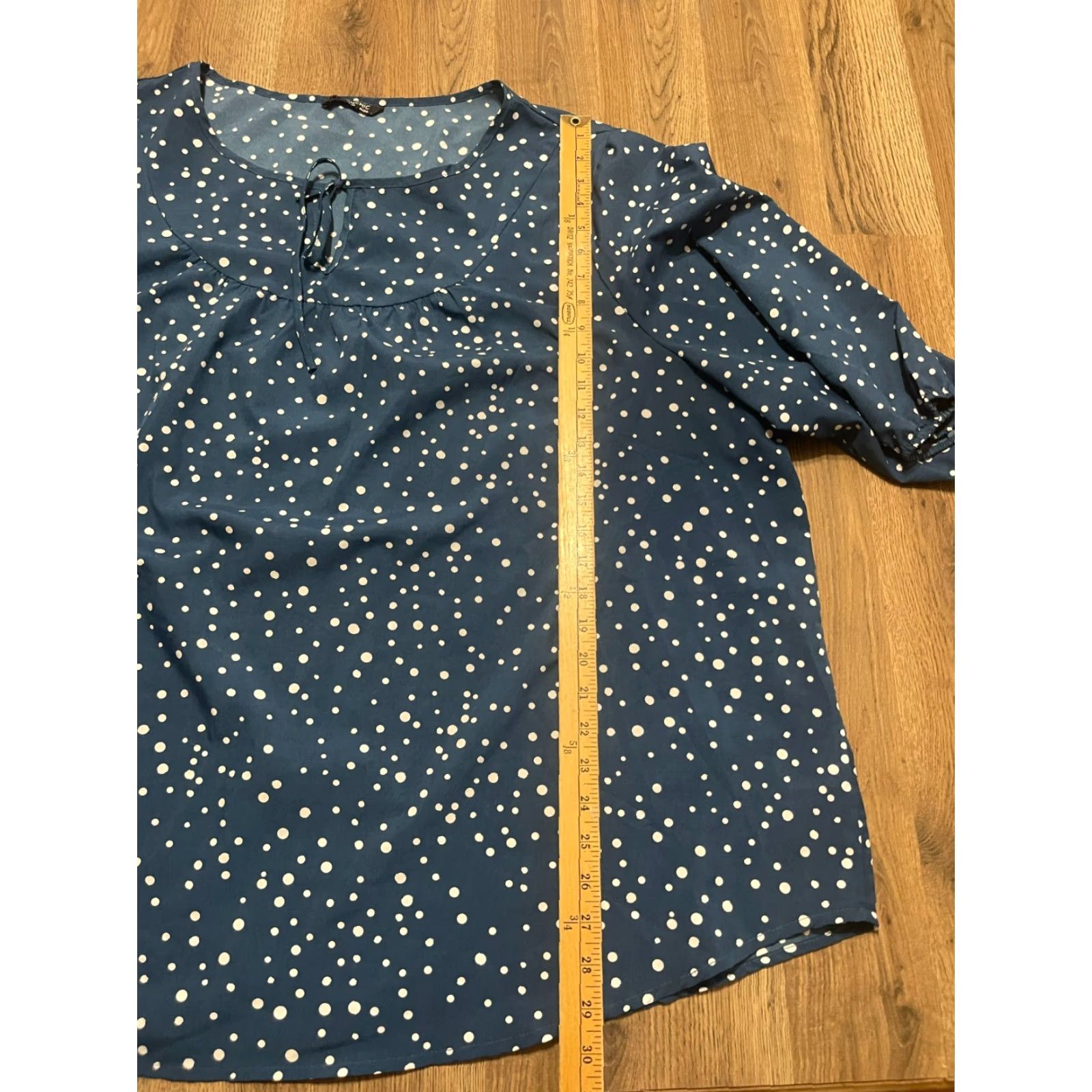 Vintage Bloomchic Blouse Women's Plus Size 26 Shirt Adult Plus White Polka Dots Short Sleeve Modern Casual Bloomchic Size 4XL / US 24-26 - 7 Thumbnail