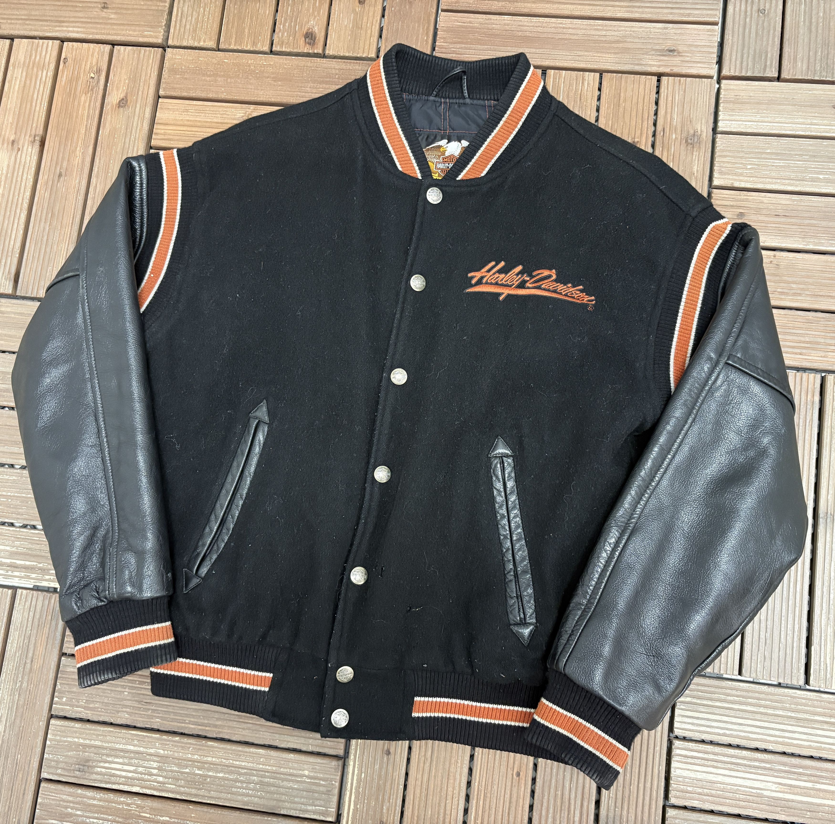 Vintage Harley Davidson Embroidered Vintage Black Bomber Jacket Size US S / EU 44-46 / 1 - 3 Thumbnail