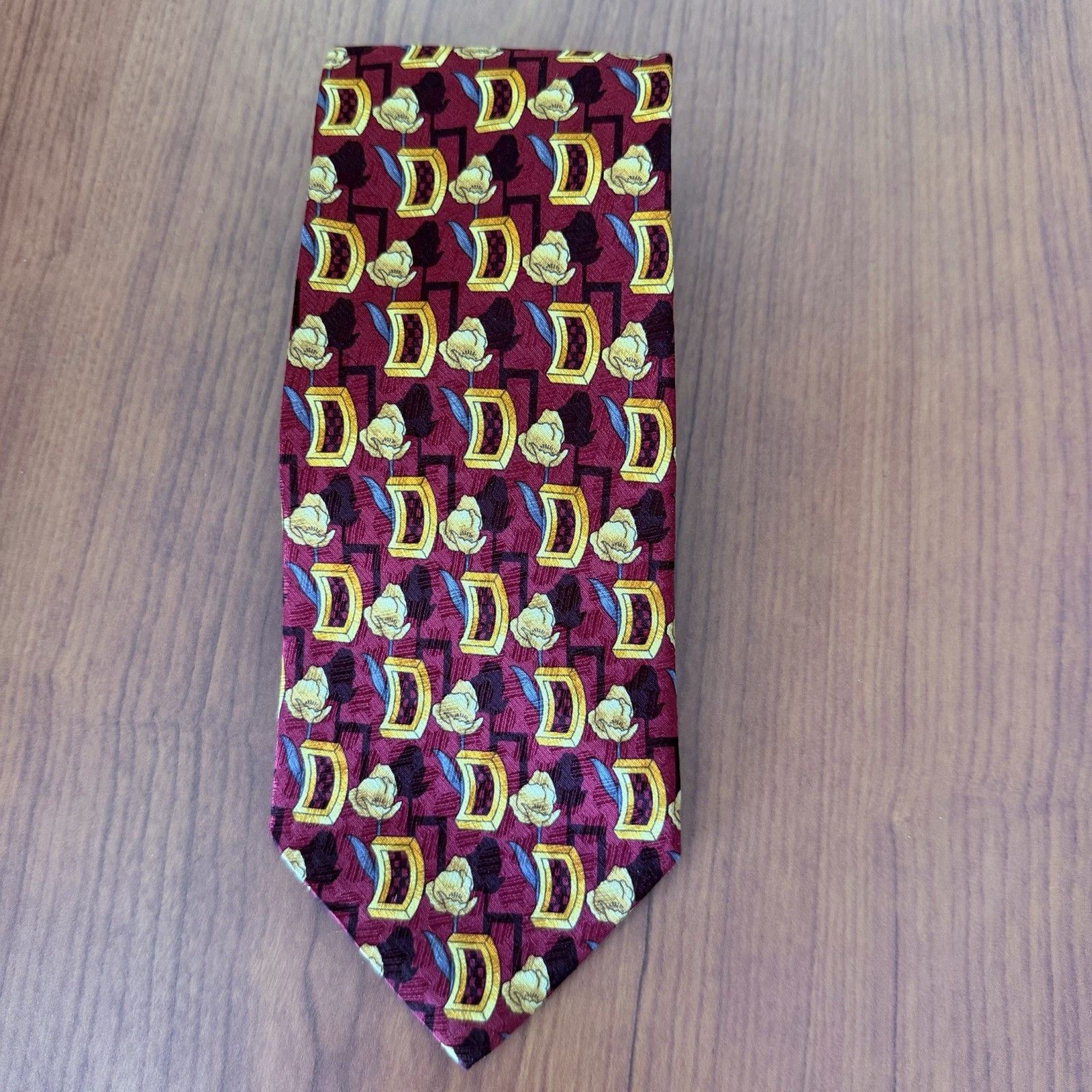 Ermenegildo Zegna Ermenegildo Zegna Silk Tie Burgundy Geometric Abstract 58" Size ONE SIZE - 12 Thumbnail