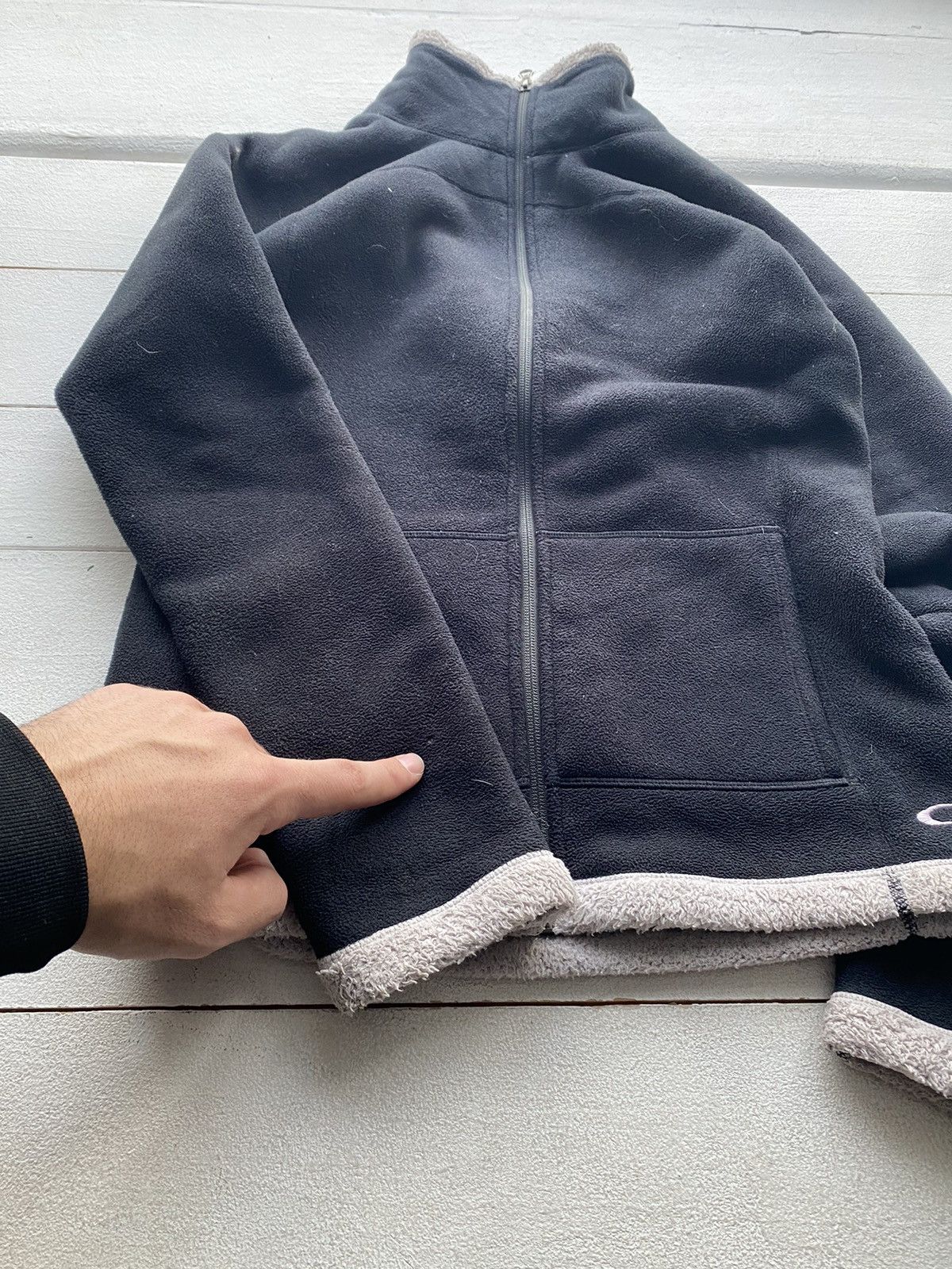 Oakley × Vintage 🔥90s Oakley Fleece Zip Sweatshirt Black Womens Medium Logo Size M / US 6-8 / IT 42-44 - 10 Thumbnail