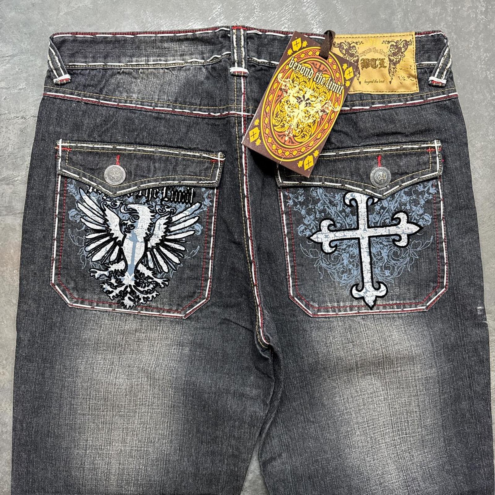 Vintage Vintage Y2K Affliction Style Cyber Baggy Denim Jeans Jeans Size US 38 / EU 54 - 2 Thumbnail