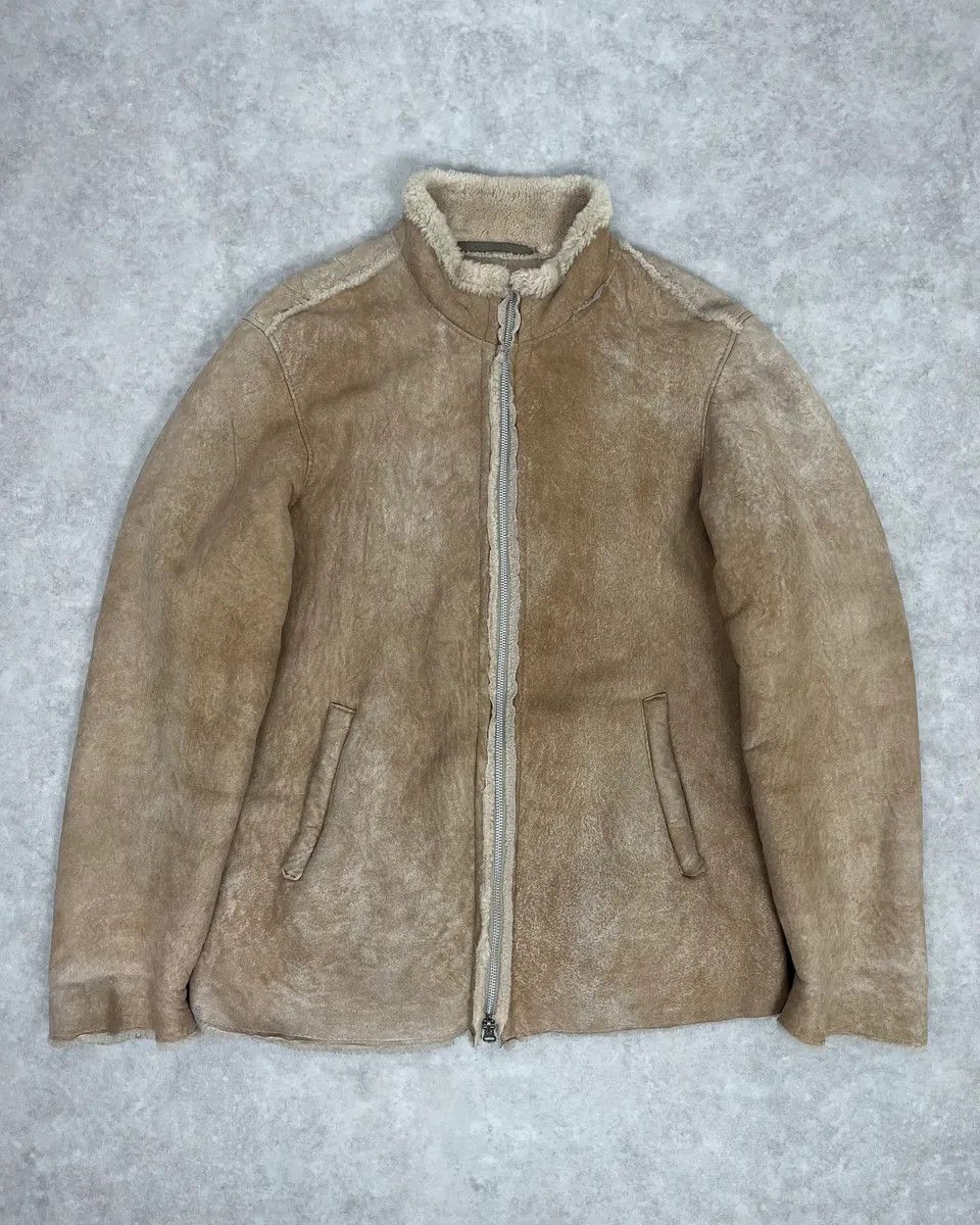 2000s Valentino Beige Shearling Leather Jacket