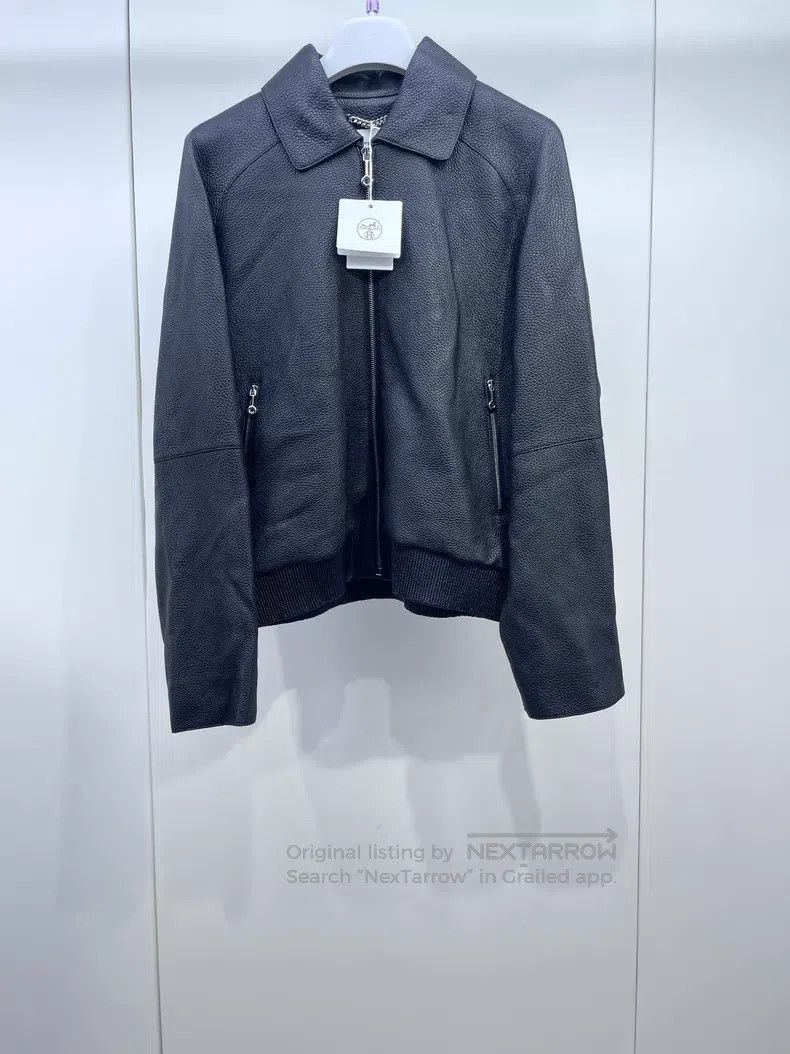 Hermes Hermes Black pebble leather collar zipper leather jacket. Size XS / US 0-2 / IT 36-38 - 1 Thumbnail