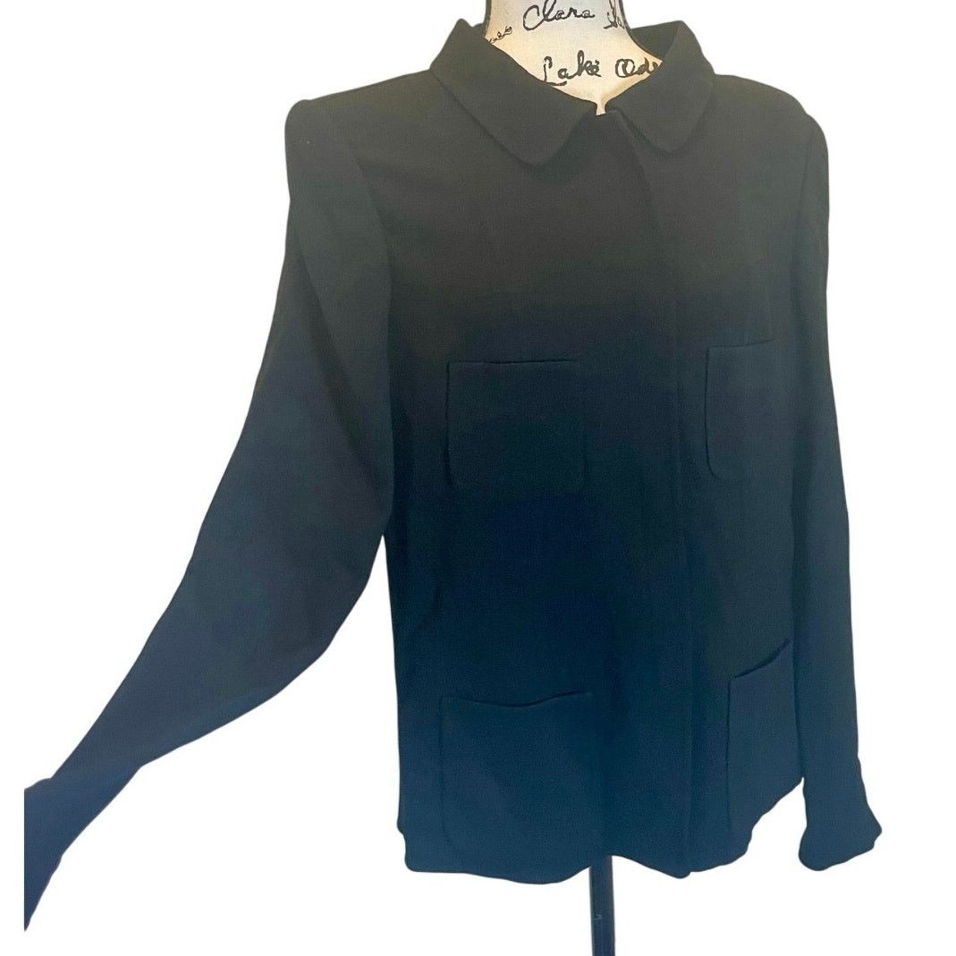 Oscar De La Renta 90’s OSCAR DE LA RENTA BLAZER SILK ZIP UP BLACK SZ 12 GOTH Size XL / US 12-14 / IT 48-50 - 9 Thumbnail