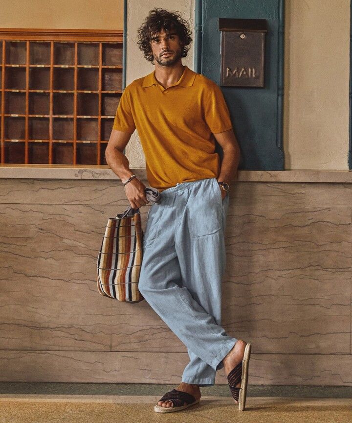 Todd Snyder short sleeve linen Riviera sweater polo in burnt orange Size US M / EU 48-50 / 2 - 6 Thumbnail