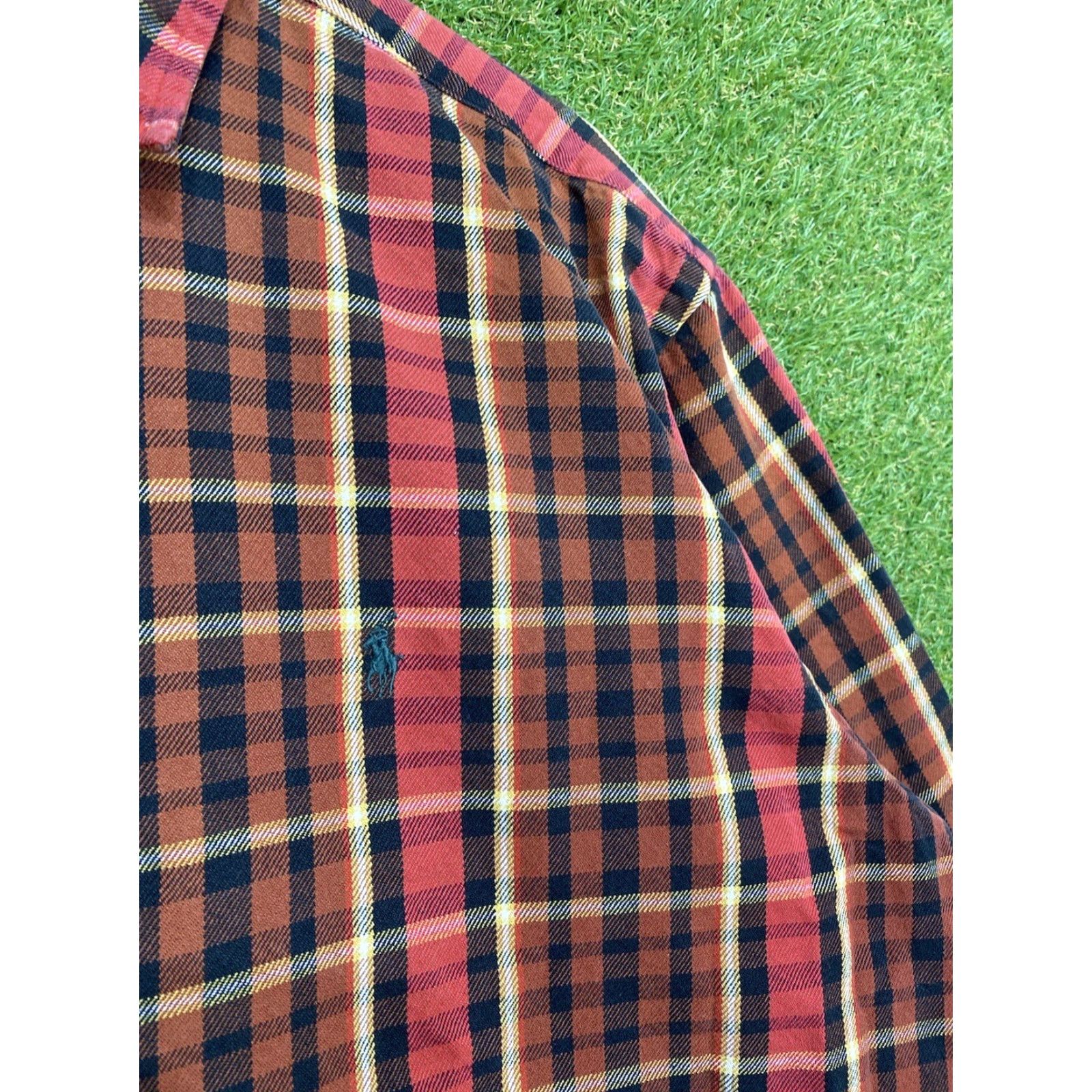 Polo Ralph Lauren Polo Ralph Lauren Shirt Mens L Flannel Plaid Button-Up Workwear Preppy Casual Modern 90s Classic Polo by Ralph Lauren Blackred? Size 42R - 6 Thumbnail
