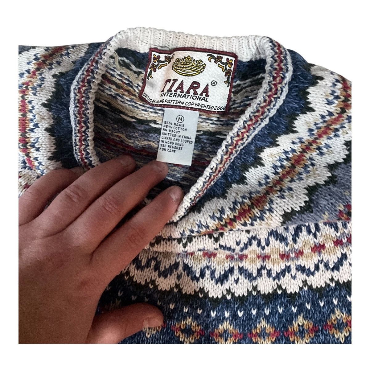 Other Vintage Tiara International Sweater Blue Ramie Cotton Medium Size M / US 6-8 / IT 42-44 - 2 Thumbnail