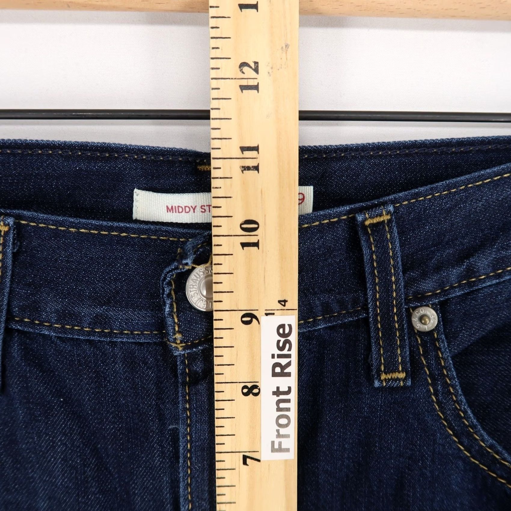 Levi's Levis Middy Straight Jeans Women 29 Dark Blue Mid Rise Regular Inseam 29 Pockets Cotton Denim Size 29" - 6 Thumbnail