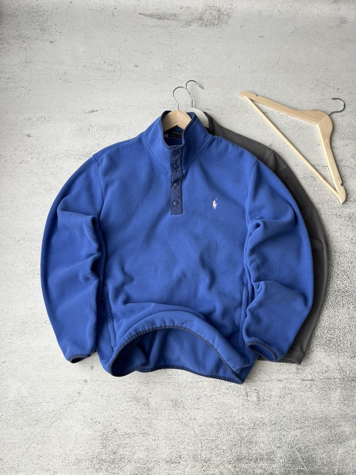 Polo Ralph Lauren 💙 Ralph Lauren Blue Fleece Pullover Pockets M Rare Size US M / EU 48-50 / 2 - 1 Thumbnail