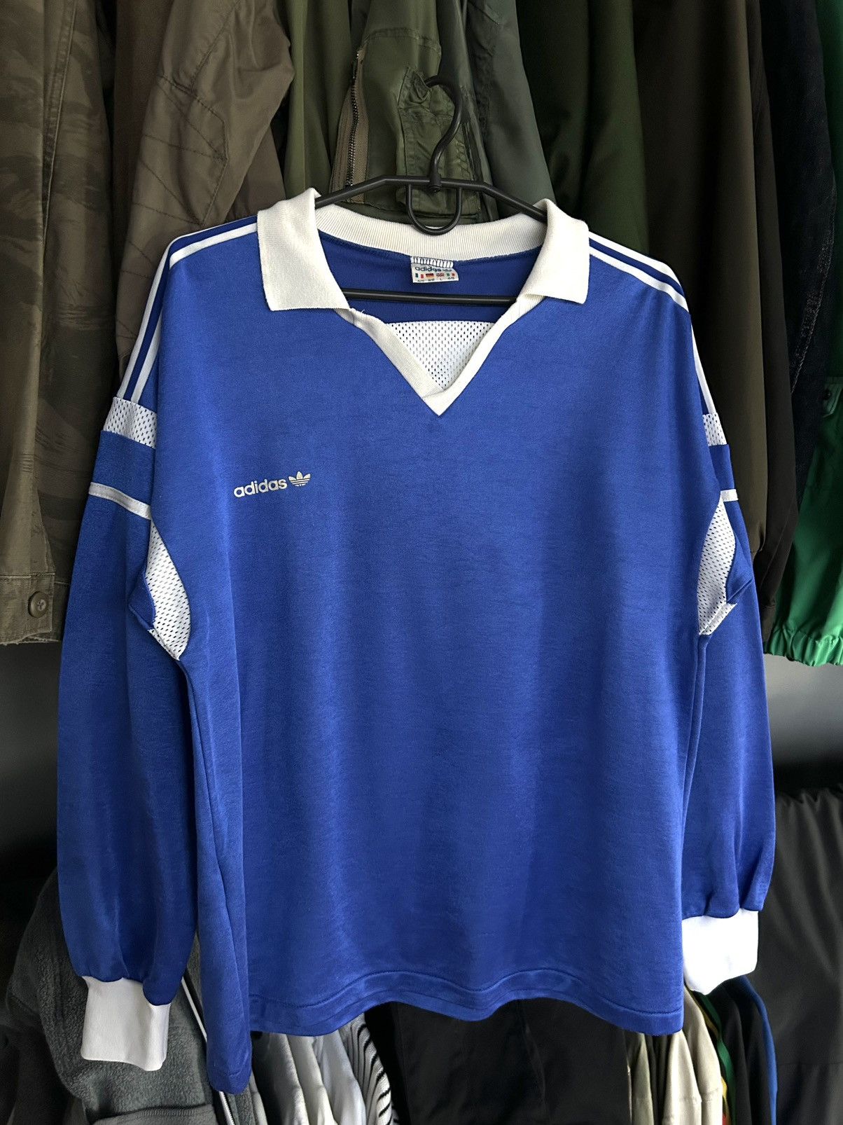 Adidas RARE Adidas 80s Vintage Soccer Jersey Blue L Made in France Size US L / EU 52-54 / 3 - 1 Thumbnail