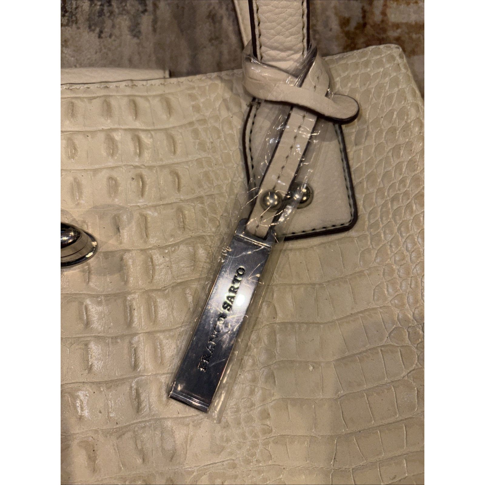 Franco Sarto Franco Sarto Cream Faux Croc Tote Bag NWT Silver Hardware Size ONE SIZE - 3 Thumbnail