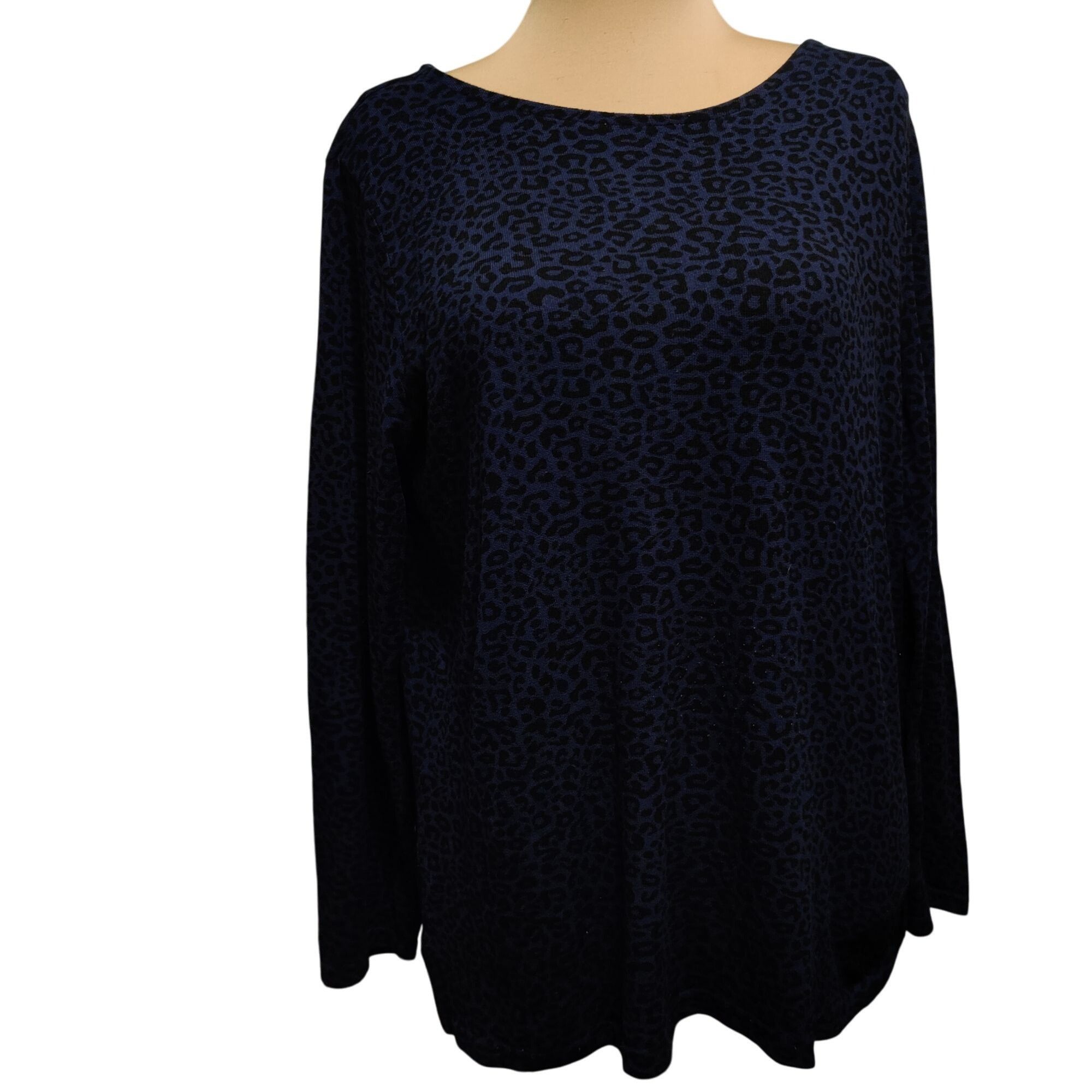 Other Mario Serrani Italy L Blue Black Leopard Print Long Sleeve S Size L / US 10 / IT 46 - 12 Thumbnail