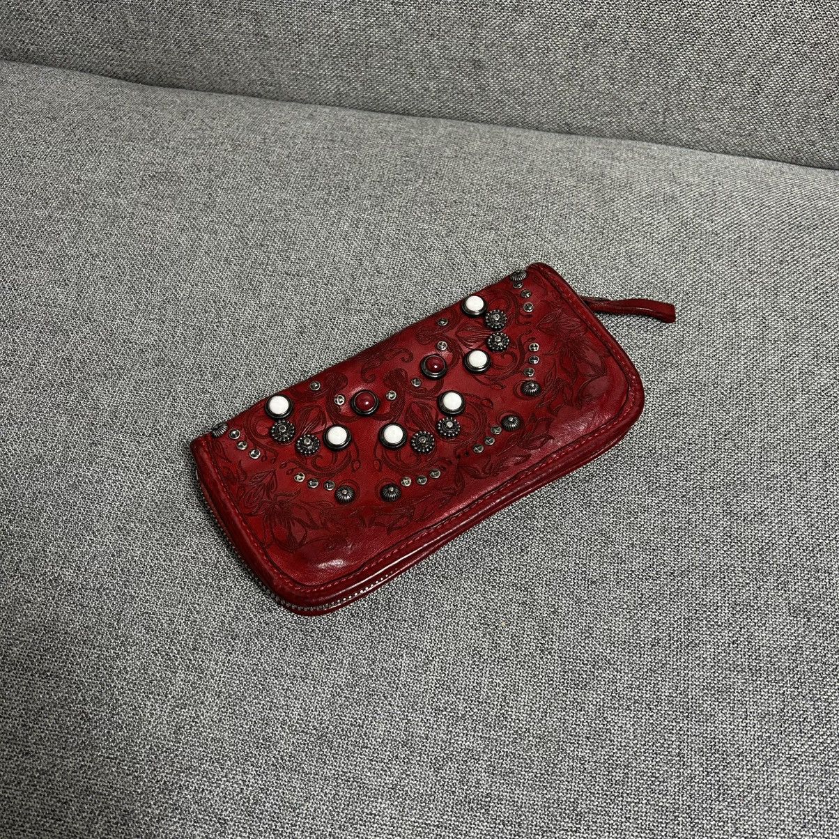 Campomaggi Campomaggi “Siena” Red Leather Wallet With Studs Size ONE SIZE - 1 Thumbnail