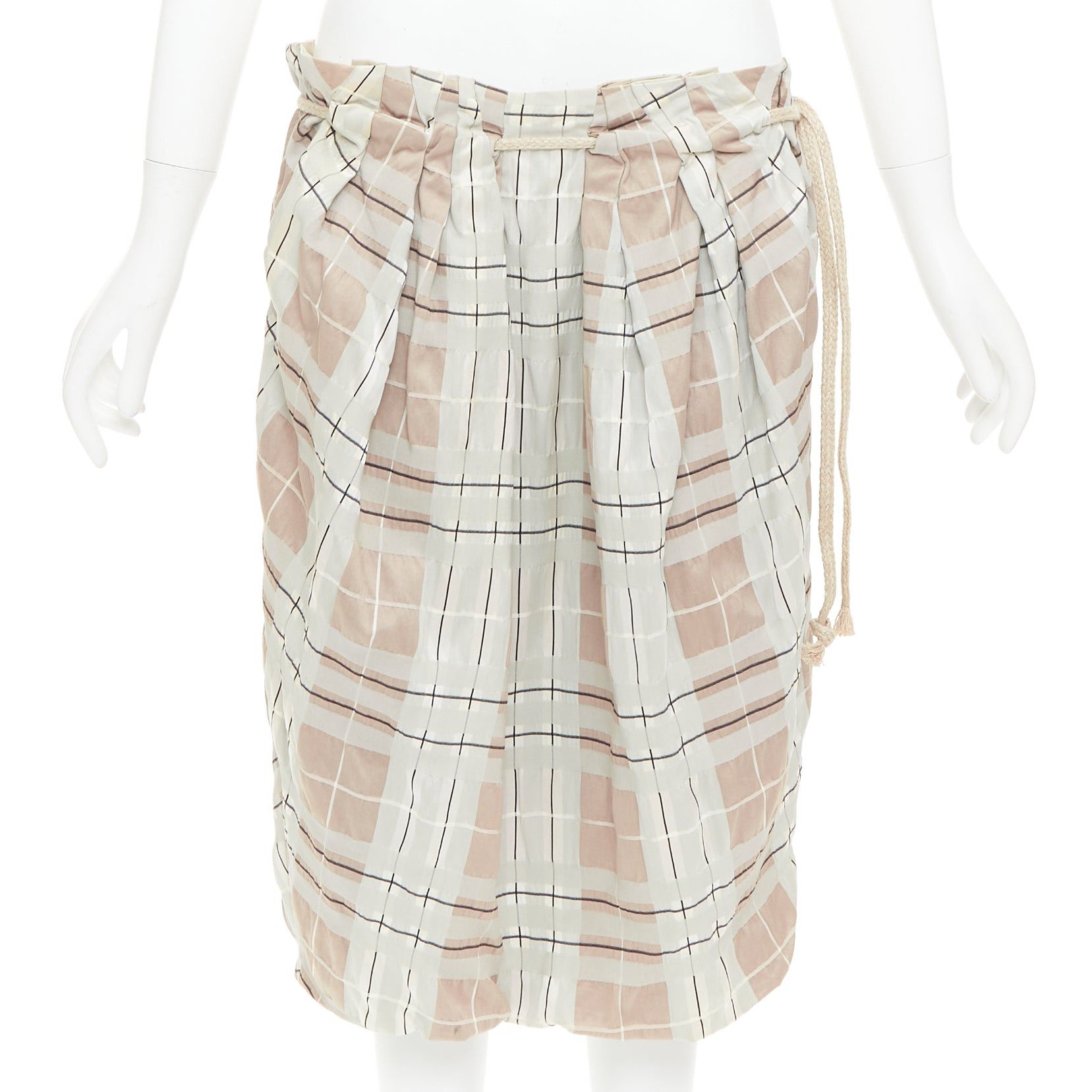 Marni MARNI light green khaki checked rope tie waist drop waist skirt IT38 XS Size 26" / US 2 / IT 38 - 1 Thumbnail