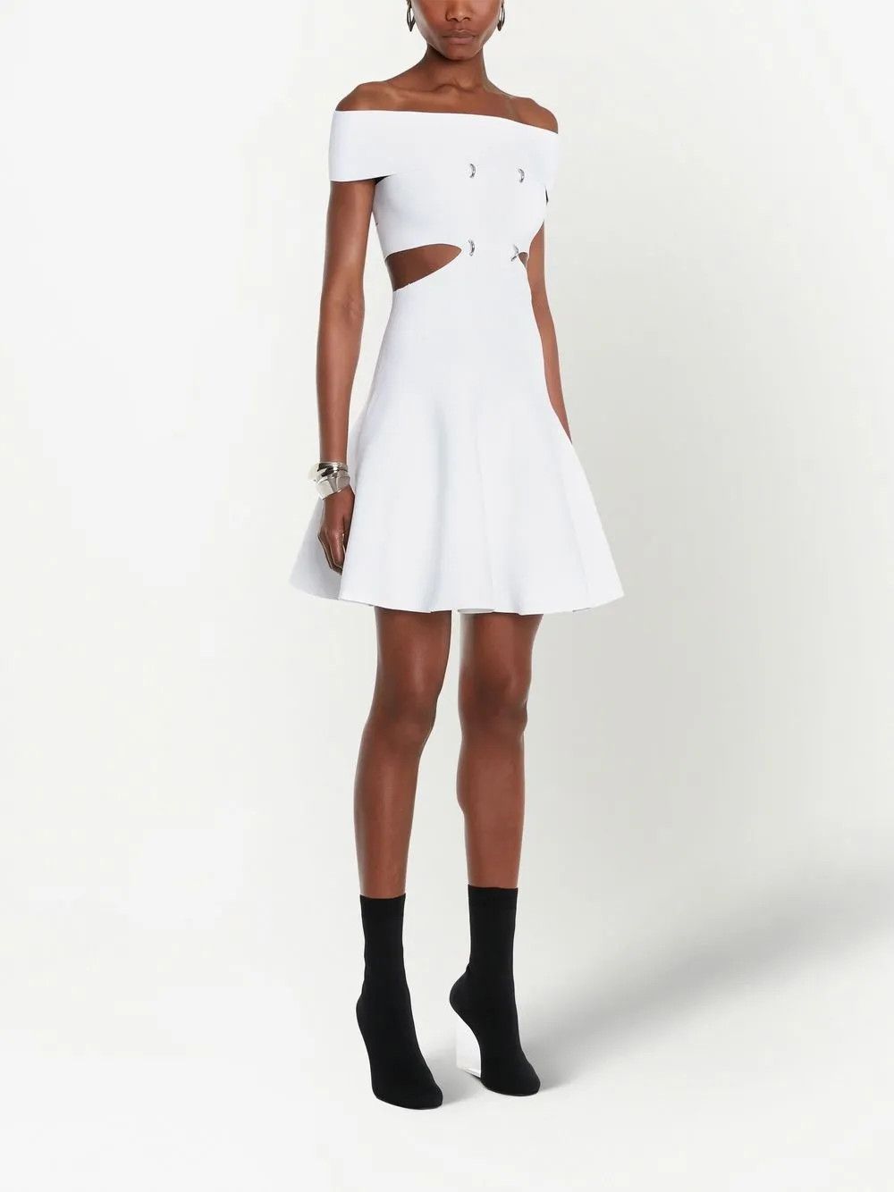 Alexander McQueen o1y0325 Mini Dress in White Size L / US 10 / IT 46 - 3 Thumbnail