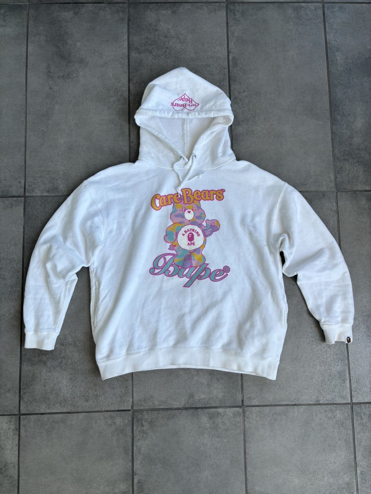 image of Bape X Care Bears Pullover Hoodie in White, Women's