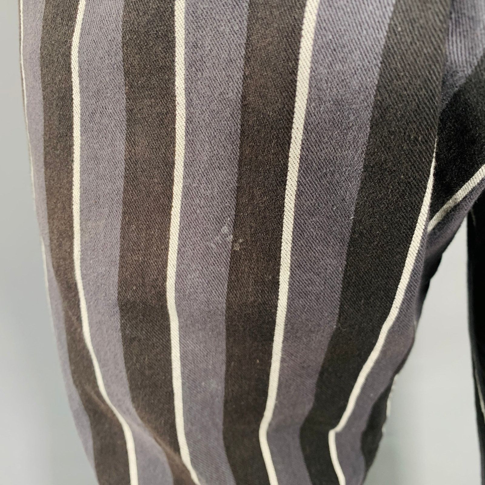 Other Grey Black White Stripe Cotton Flat Front Casual Pants Size US 34 / EU 50 - 3 Thumbnail