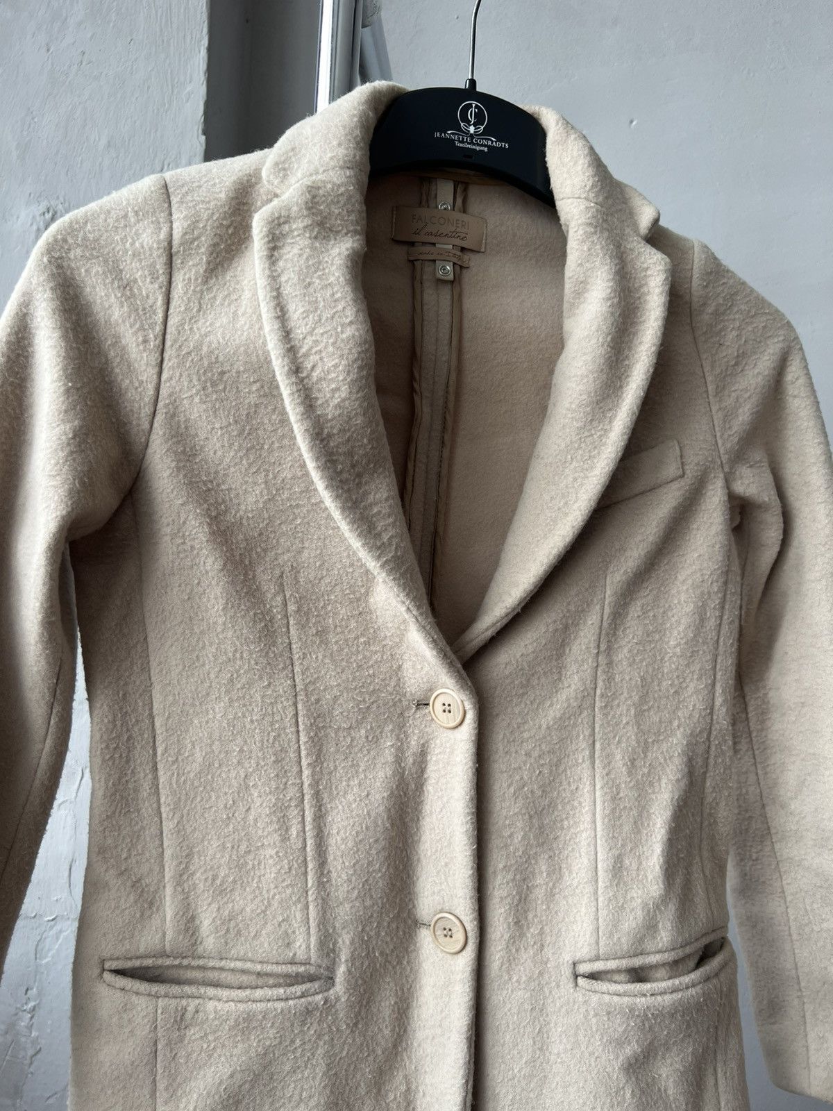 Falcone FALCONERI MADE IN ITALY CREAM WOMEN WOOL LUXURY COAT SIZE XS Size XS / US 0-2 / IT 36-38 - 5 Thumbnail