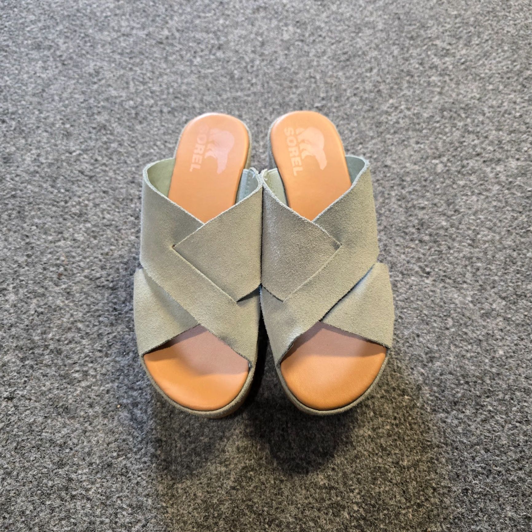 SOREL Sorel Cameron Sandal Womens 6 Blue Suede Flatform Slide Platform Casual Resort Slip On Leather Rubber Comfort Summer Spring Womens Size US 4 / IT 34 - 3 Thumbnail