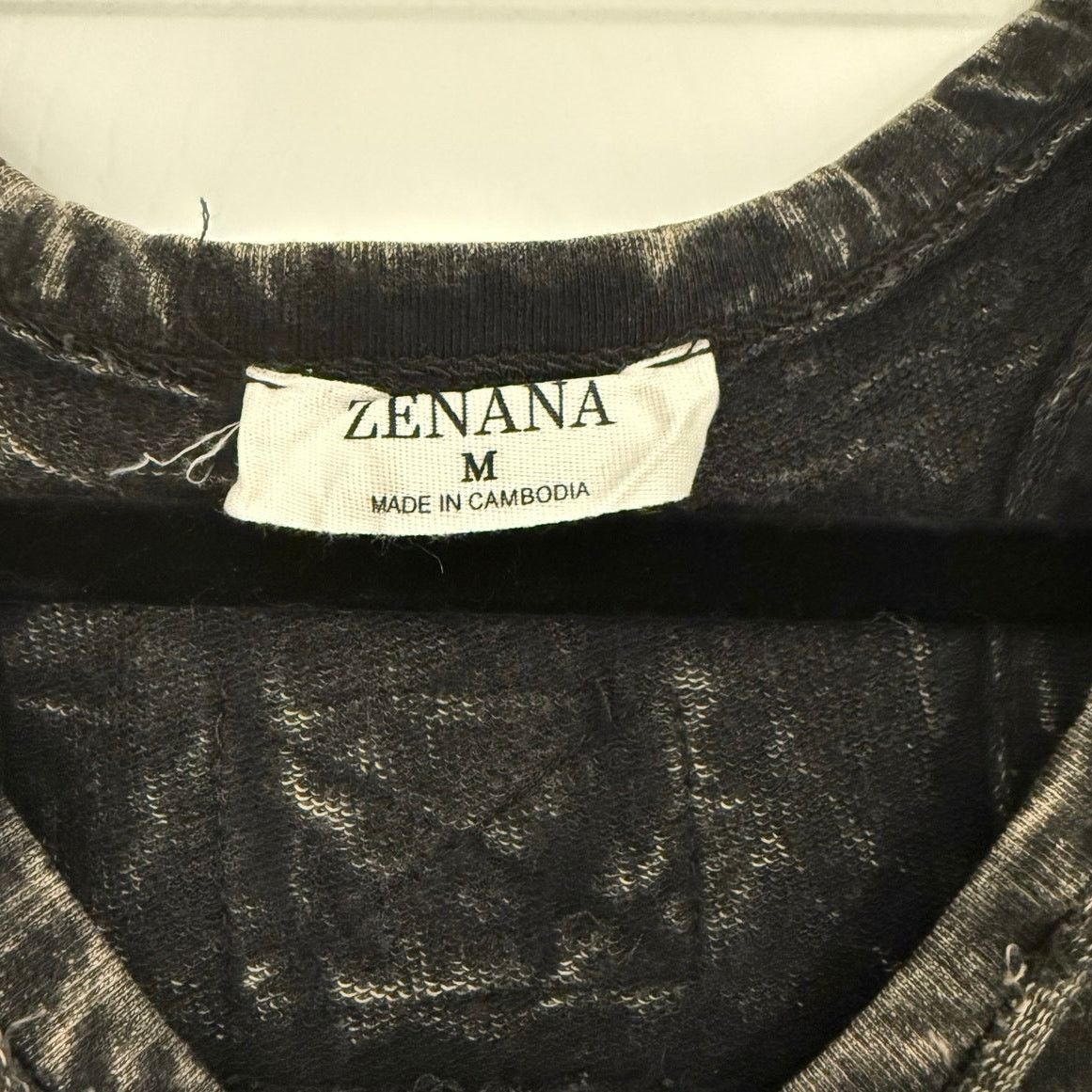 Other Zenana Ash Black Crinkle Washed French Terry Raw Edge Top Size M / US 6-8 / IT 42-44 - 4 Thumbnail