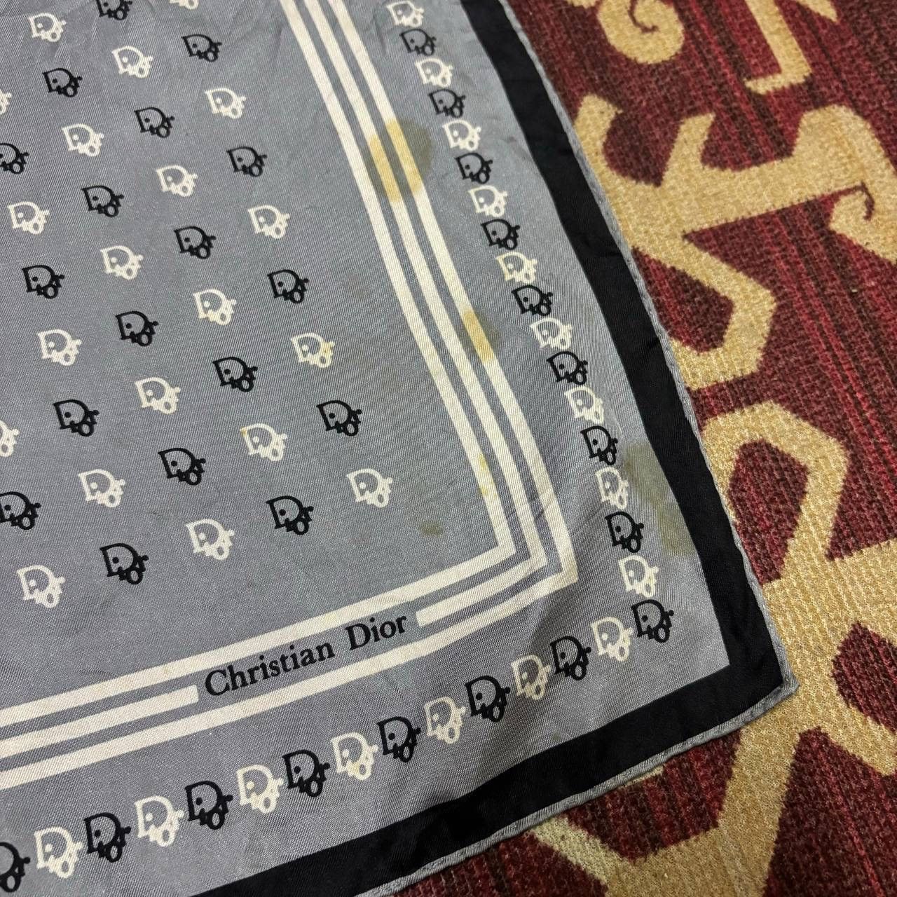 Christian Dior Monsieur Christian Dior Monogram Oblique Silk Scarf Handkerchief Size ONE SIZE - 8 Thumbnail