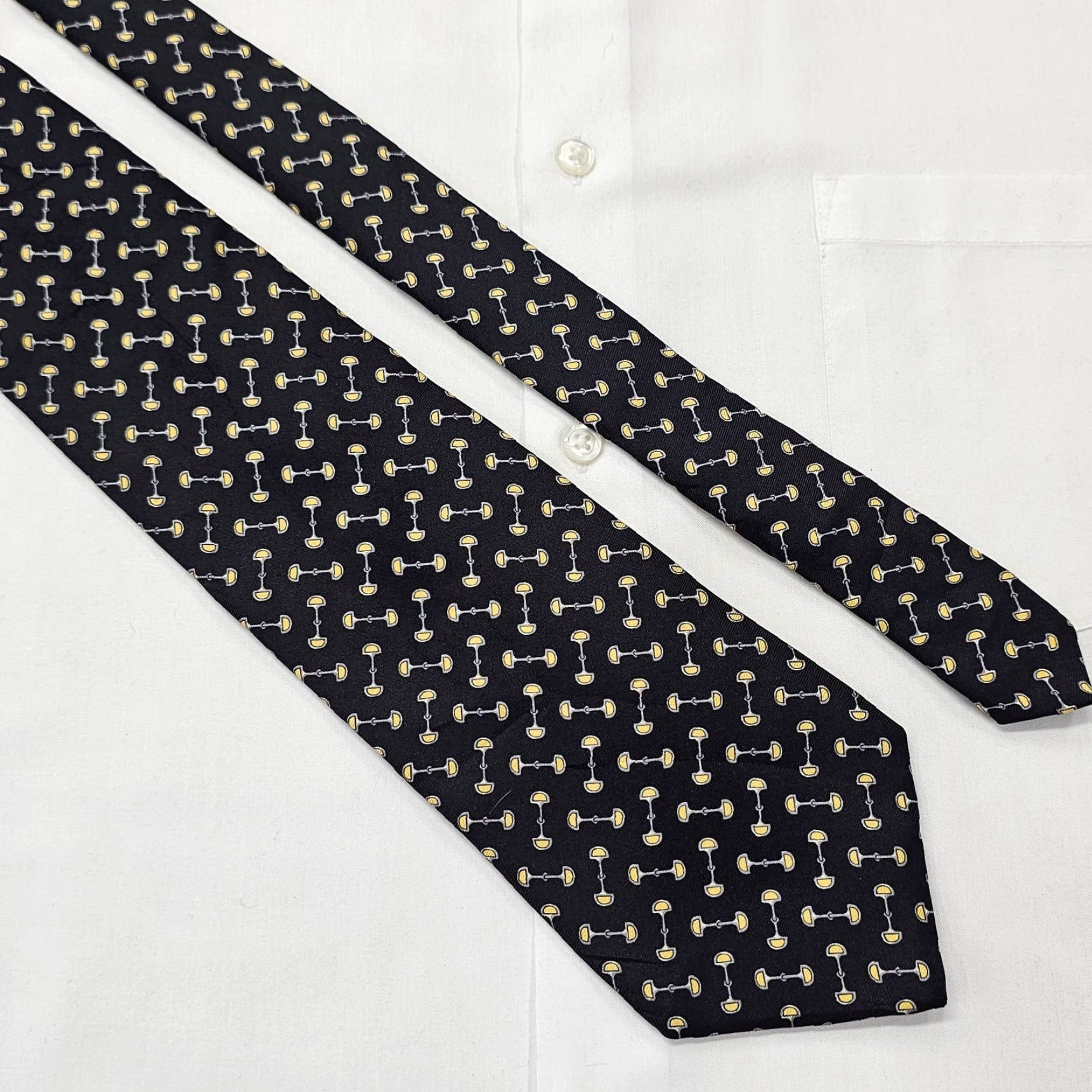 Brooks Brothers VINTAGE Brooks Brothers Necktie Silk Tie Black Equestrian Pattern 57" x 3.75" Designer USA Mens Size ONE SIZE - 4 Thumbnail