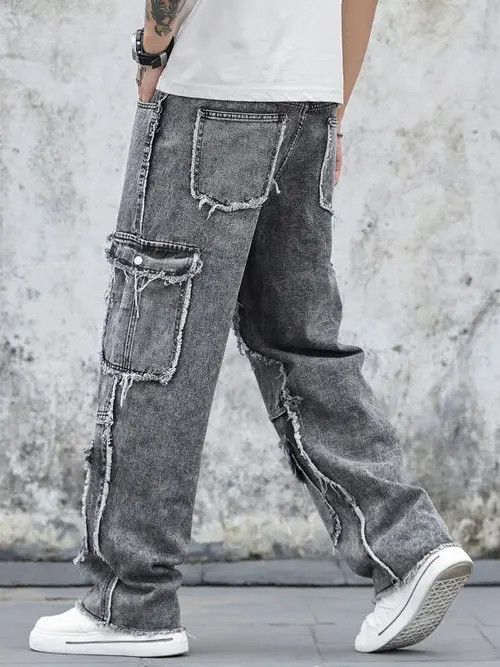 Jean × Vintage CARGO washed DRIP distressed jeans Drill Size US 34 / EU 50 - 4 Thumbnail
