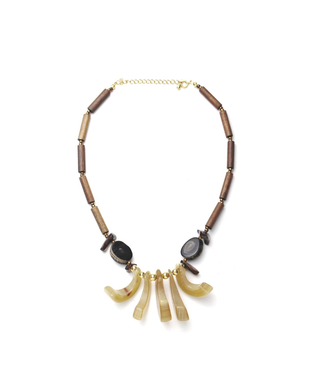 Vintage 2000S JAPANESE HANDCRAFTED NECKLACE BUFFALO HORN WOODEN Size ONE SIZE - 2 Thumbnail