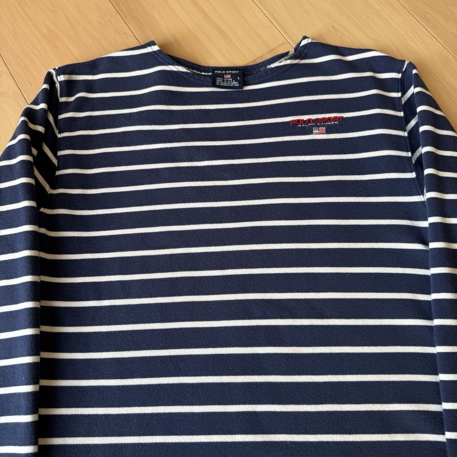 Polo Ralph Lauren Vintage Polo Sport Shirt Women's L Navy Striped Long Sleeve Size L / US 10 / IT 46 - 3 Thumbnail